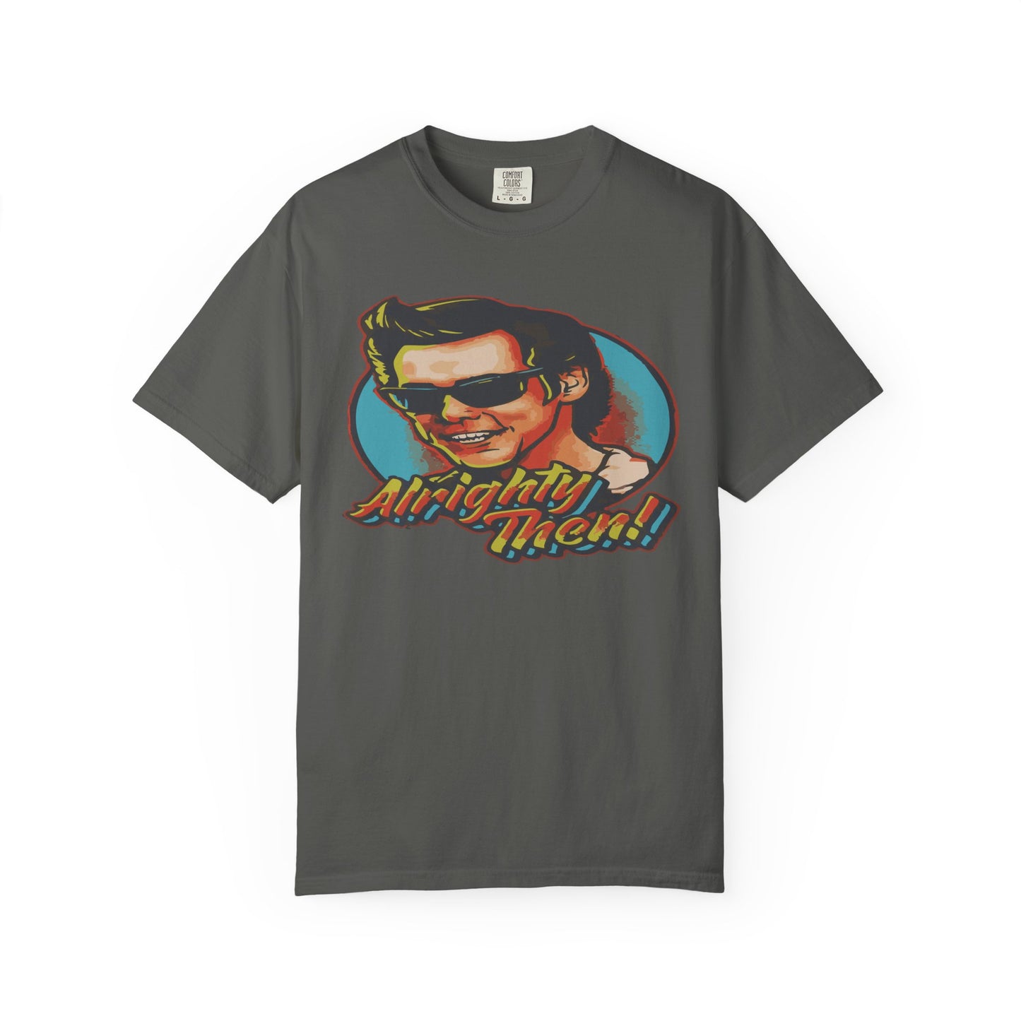 Retro Graphic T-Shirt, Unisex Garment-Dyed Tee, Vintage Style Shirt, Alright Men! Humor Top, Casual Apparel for All Occasions