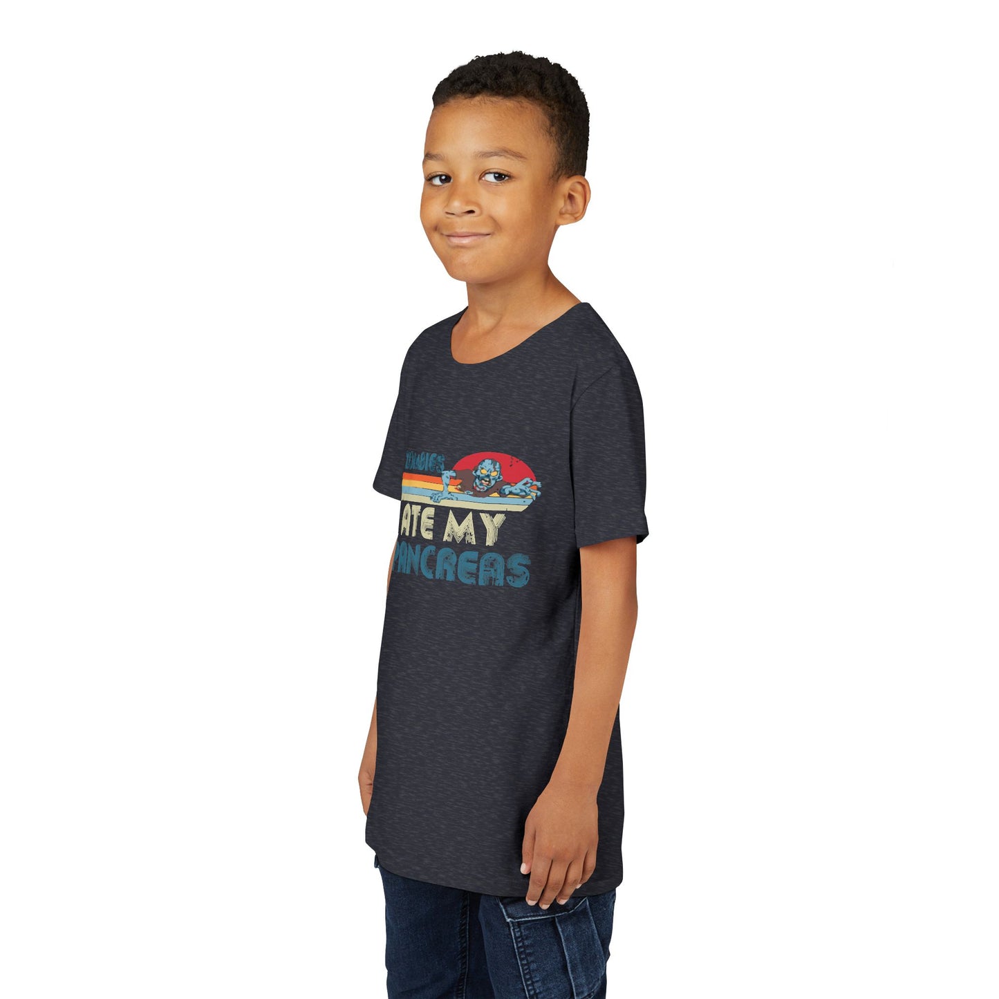 Youth Zombie Tee, Cute Graphic T-Shirt for Kids, Fun Short Sleeve Top, Halloween Costume, Gift for Little Horror Fans