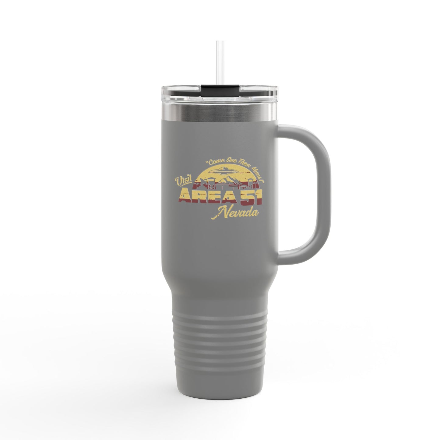 Alien Coffee Mug for Area 51 Fans, Travel Drinkware, 40oz Insulated Tumbler, Perfect for Road Trips, Gifts for UFO Lovers, Sci-Fi Inspired