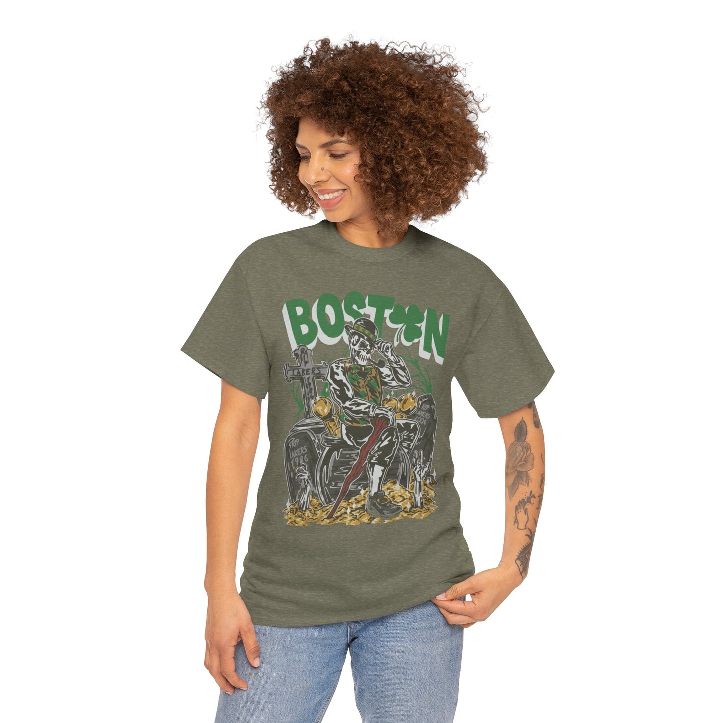 Boston Graphic Tee, Unisex Heavy Cotton T-Shirt, Vintage Boston Shirt, Irish Pride Apparel, St. Patrick's Day Gift, Casual Wear