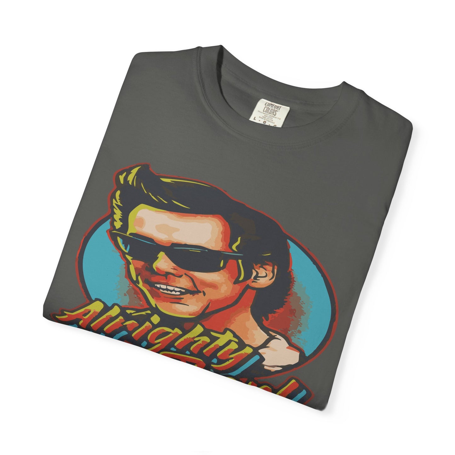 Retro Graphic T-Shirt, Unisex Garment-Dyed Tee, Vintage Style Shirt, Alright Men! Humor Top, Casual Apparel for All Occasions
