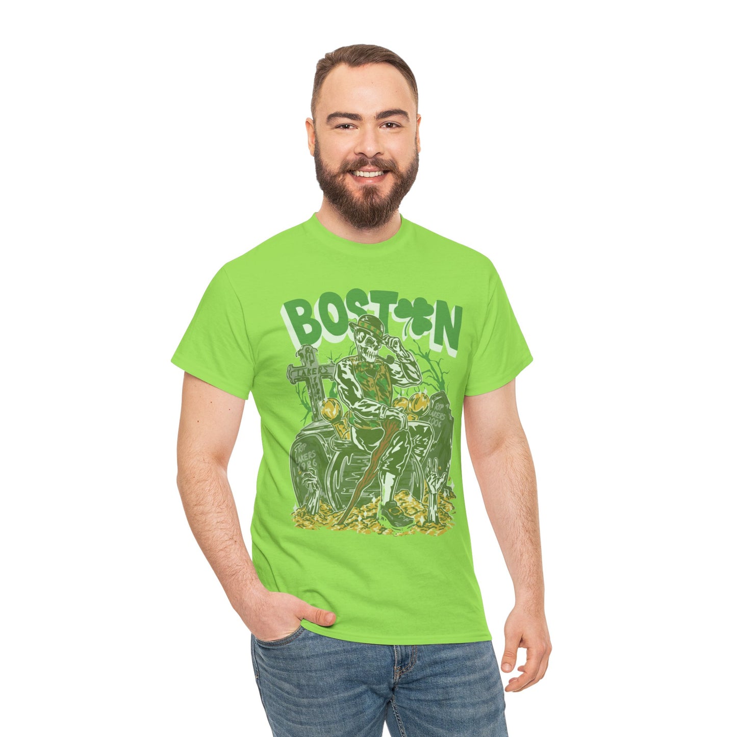 Boston Graphic Tee, Unisex Heavy Cotton T-Shirt, Vintage Boston Shirt, Irish Pride Apparel, St. Patrick's Day Gift, Casual Wear
