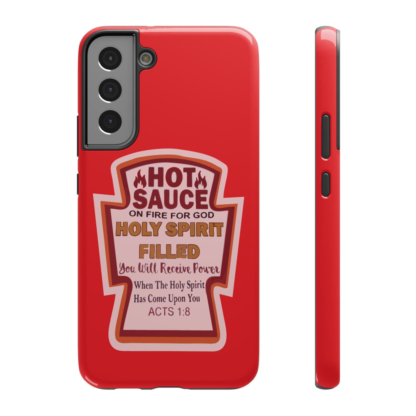 Holy Spirit Hot Sauce Phone Cases - Impact-Resistant, Christian Gift, Spiritual Reminder, Unique Design, Faith-Based Accessory