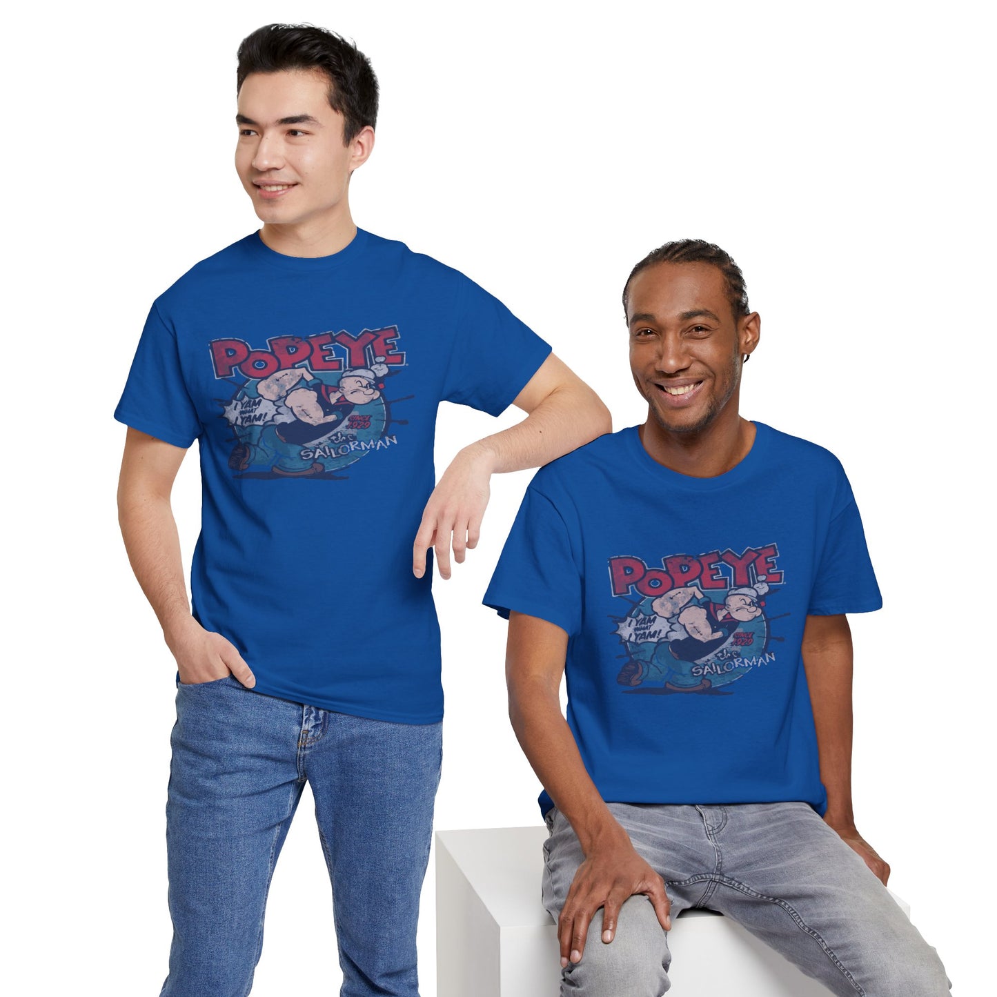 Popeye Illustration Unisex Heavy Cotton Tee, Cartoon T-Shirt, Gift for Fans, Casual Wear, Retro Design, Comfortable Top