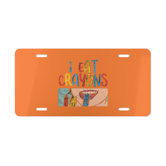 I Eat Crayons Vanity Plate, Fun Car Decor, Kids Gift, Playful License Plate, Creative Gift Idea for Children, Quirky Wall Decor