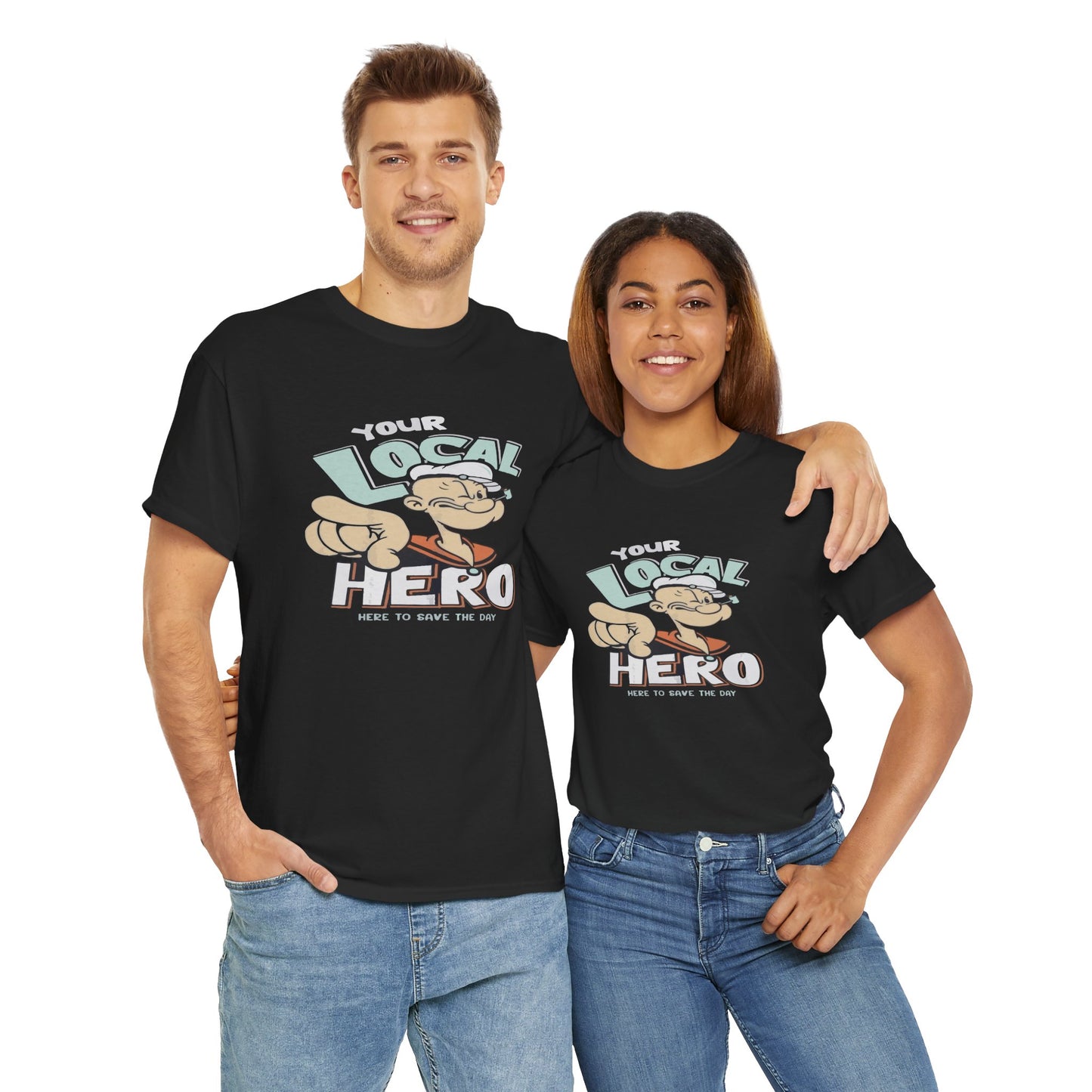 Local Hero Unisex Heavy Cotton Tee | Cool Graphic Tee for Everyday Wear, Gift for Friends, Casual Style, Birthday Gift, Gift for Heroes
