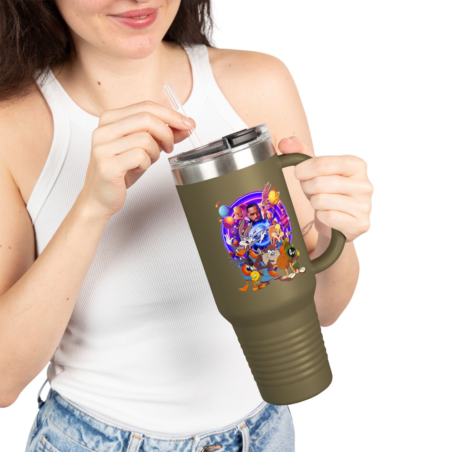 Colorful Insulated Travel Mug, 40oz - Fun for Road Trips, Tailgating, Hot Summer Days, Gift for Friends, Family, or Kids