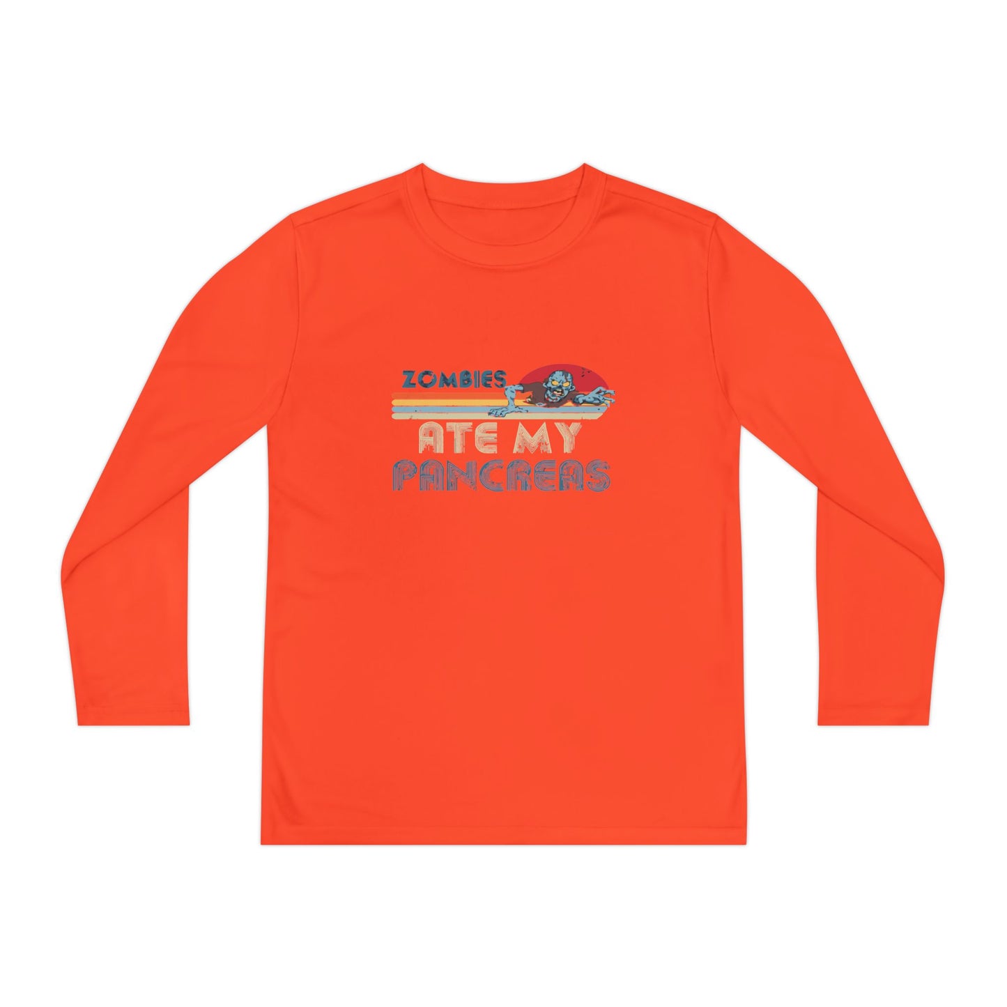 Youth Long Sleeve Funny Tee - Zombies Eat My Pancreas, Gift for Kids, Birthday Shirt, Humor Apparel, Summer Fashion