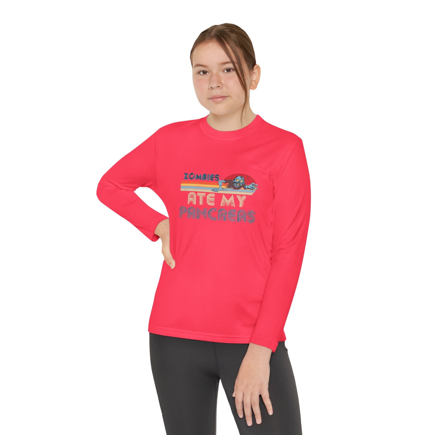 Youth Long Sleeve Funny Tee - Zombies Eat My Pancreas, Gift for Kids, Birthday Shirt, Humor Apparel, Summer Fashion