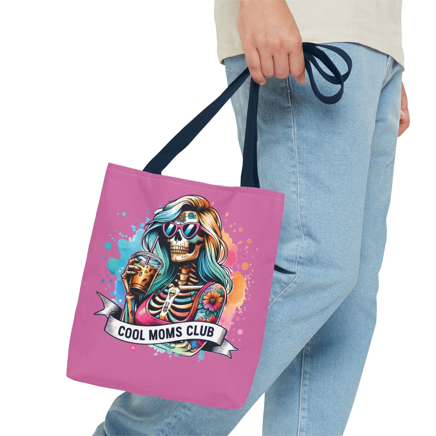 Cool Moms Club Tote Bag, Fun Tote, Sisterhood Gift, Beach Bag, Halloween Accessory, Colorful Shoulder Bag