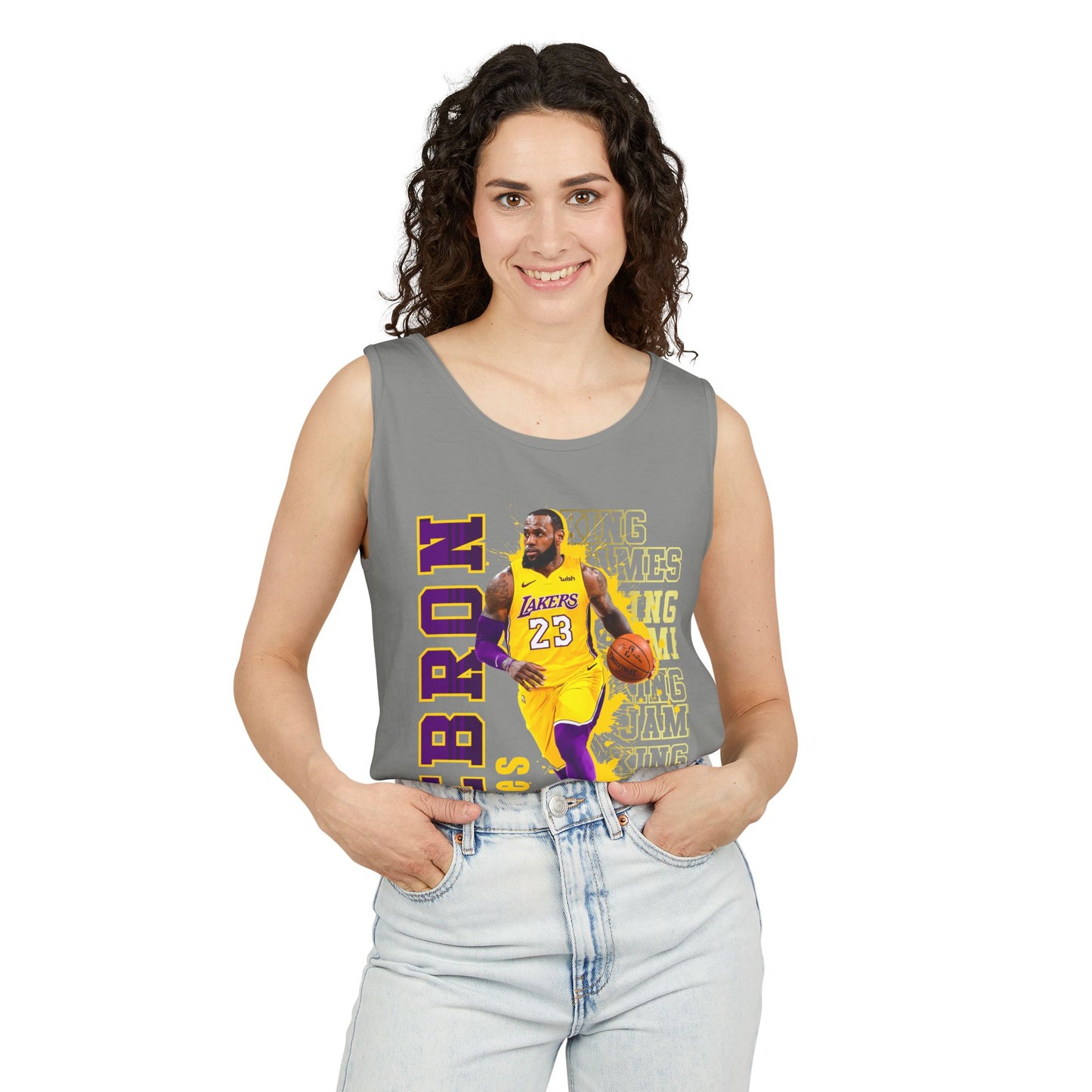 LeBron James Unisex Garment-Dyed Tank Top, Basketball Apparel, Sportswear, Summer Outfit, Fan Gear