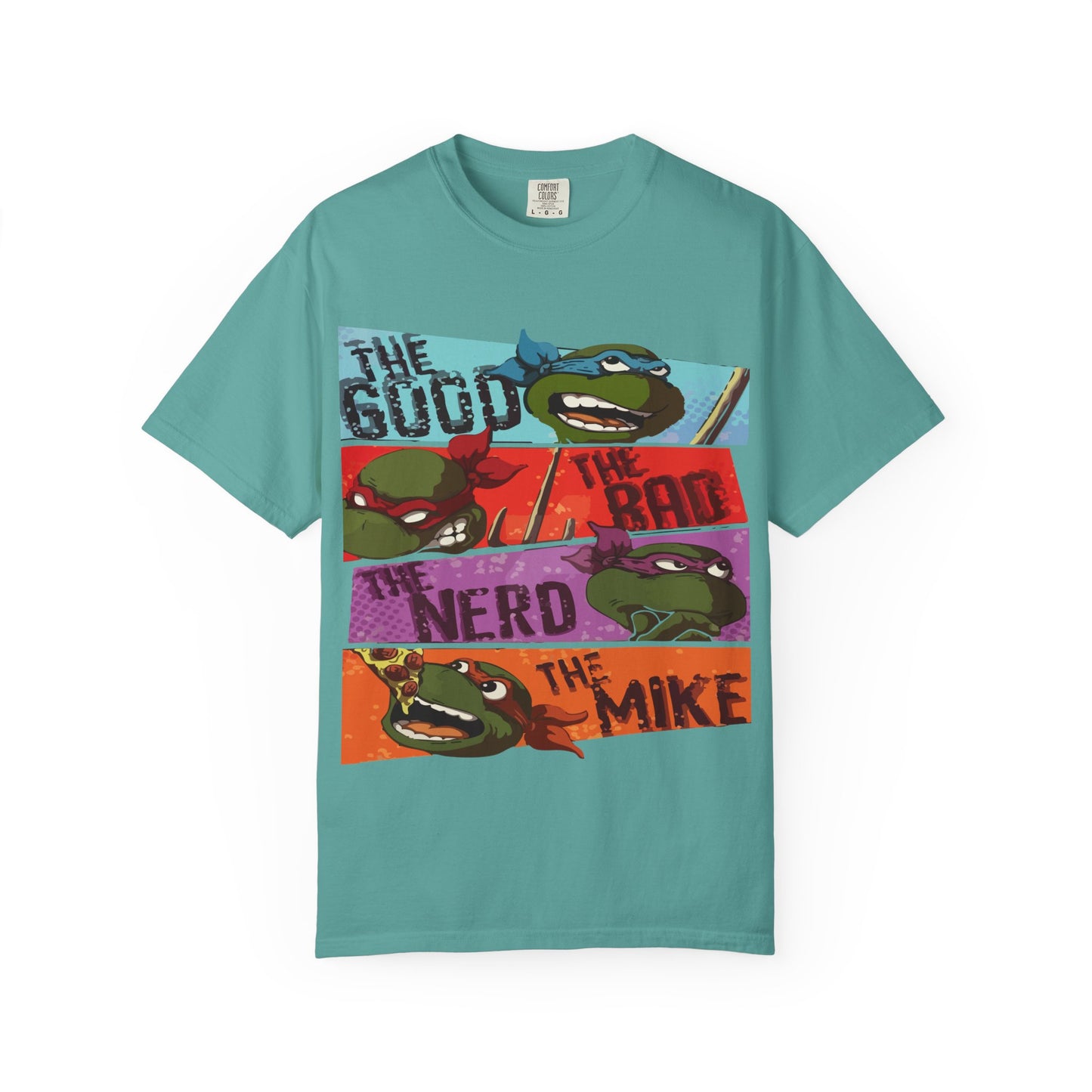 Unisex Garment-Dyed T-Shirt - Ninja Turtle Humor Tee - The Good, The Bad, The Nerd, The Mike