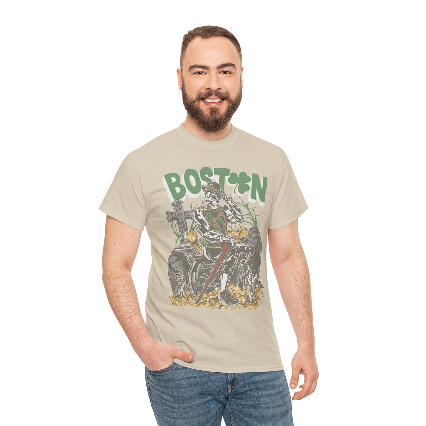 Boston Graphic Tee, Unisex Heavy Cotton T-Shirt, Vintage Boston Shirt, Irish Pride Apparel, St. Patrick's Day Gift, Casual Wear
