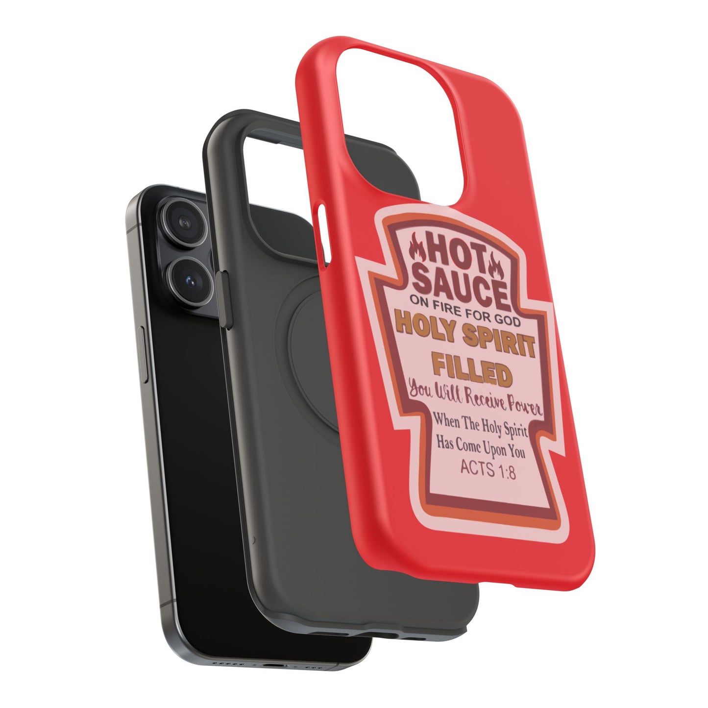 Holy Spirit Hot Sauce Phone Cases - Impact-Resistant, Christian Gift, Spiritual Reminder, Unique Design, Faith-Based Accessory