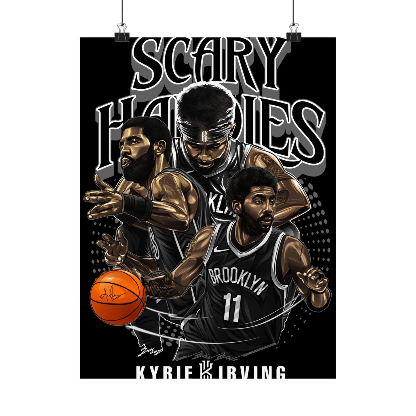 Basketball Wall Art Poster, Scary Hardies, Matte Vertical Print, Sports Decor, Gift for Fans, Home & Office Decoration