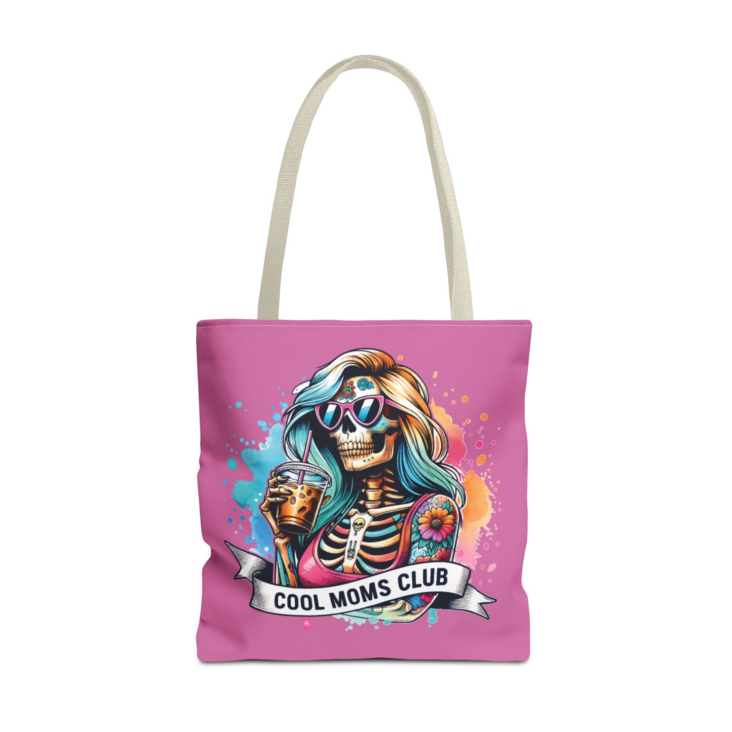 Cool Moms Club Tote Bag, Fun Tote, Sisterhood Gift, Beach Bag, Halloween Accessory, Colorful Shoulder Bag