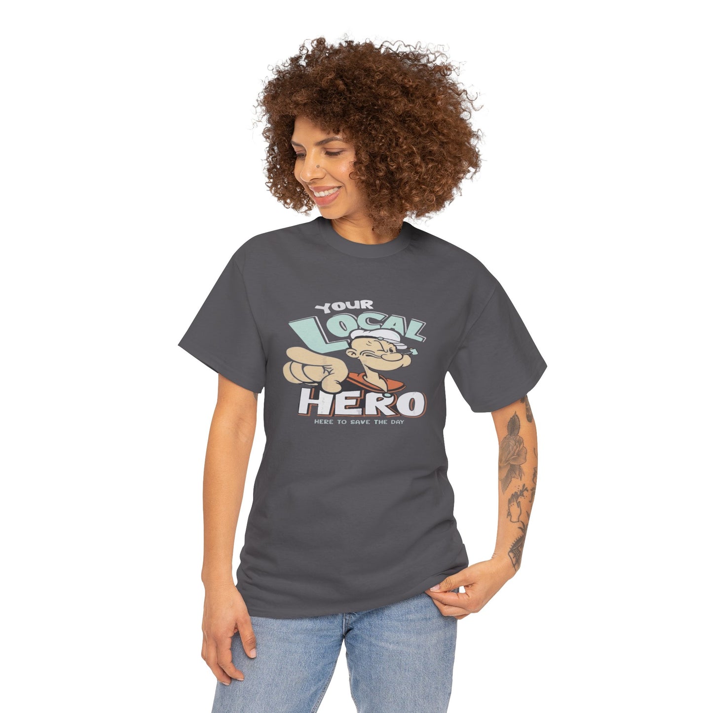 Local Hero Unisex Heavy Cotton Tee | Cool Graphic Tee for Everyday Wear, Gift for Friends, Casual Style, Birthday Gift, Gift for Heroes