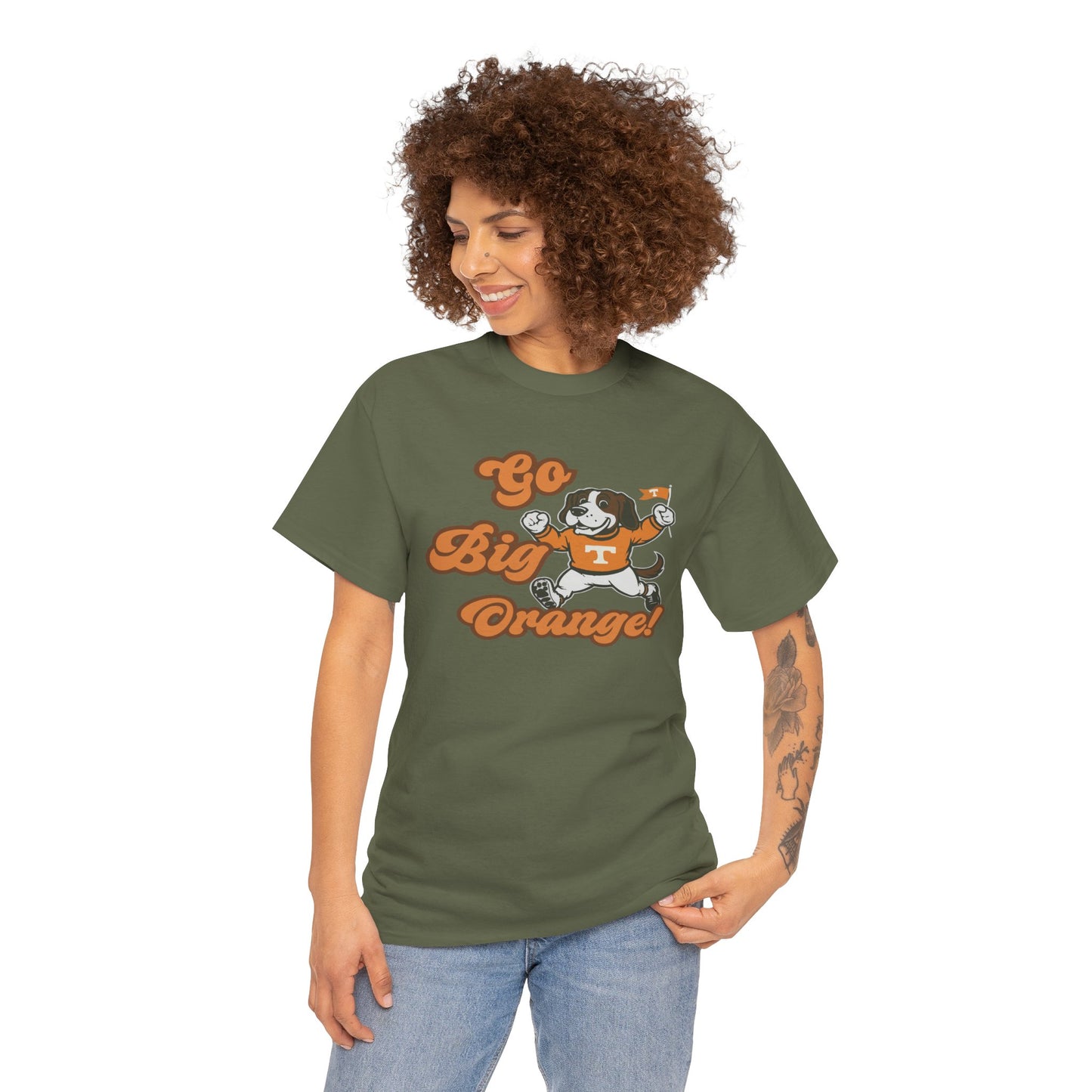 Go Big Orange Unisex Heavy Cotton Tee, Sports Fan Shirt, Casual Wear, College Game Day Top, Gift for Sports Enthusiasts