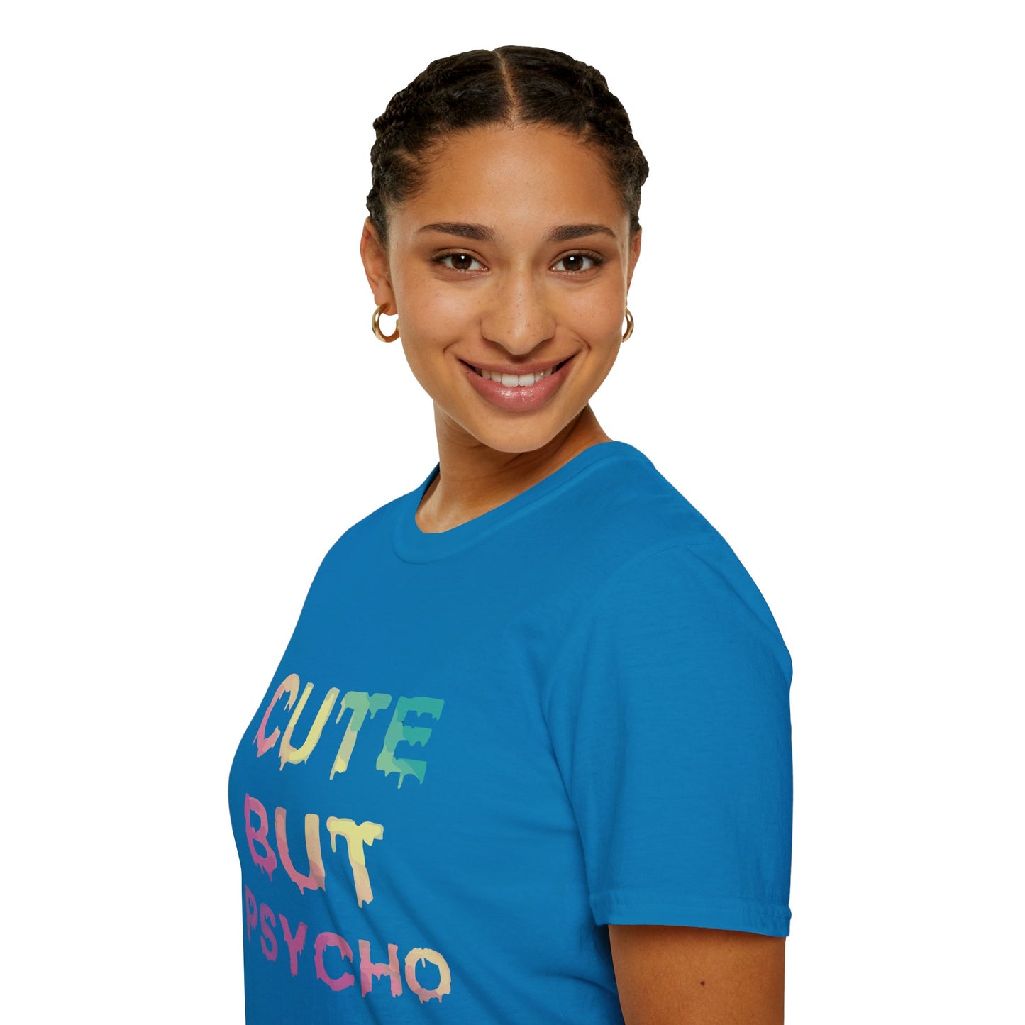 Cute But Psycho Unisex Softstyle T-Shirt, Trendy Graphic Tee, Casual Fashion, Gift for Friends, Everyday Wear, Birthday Present