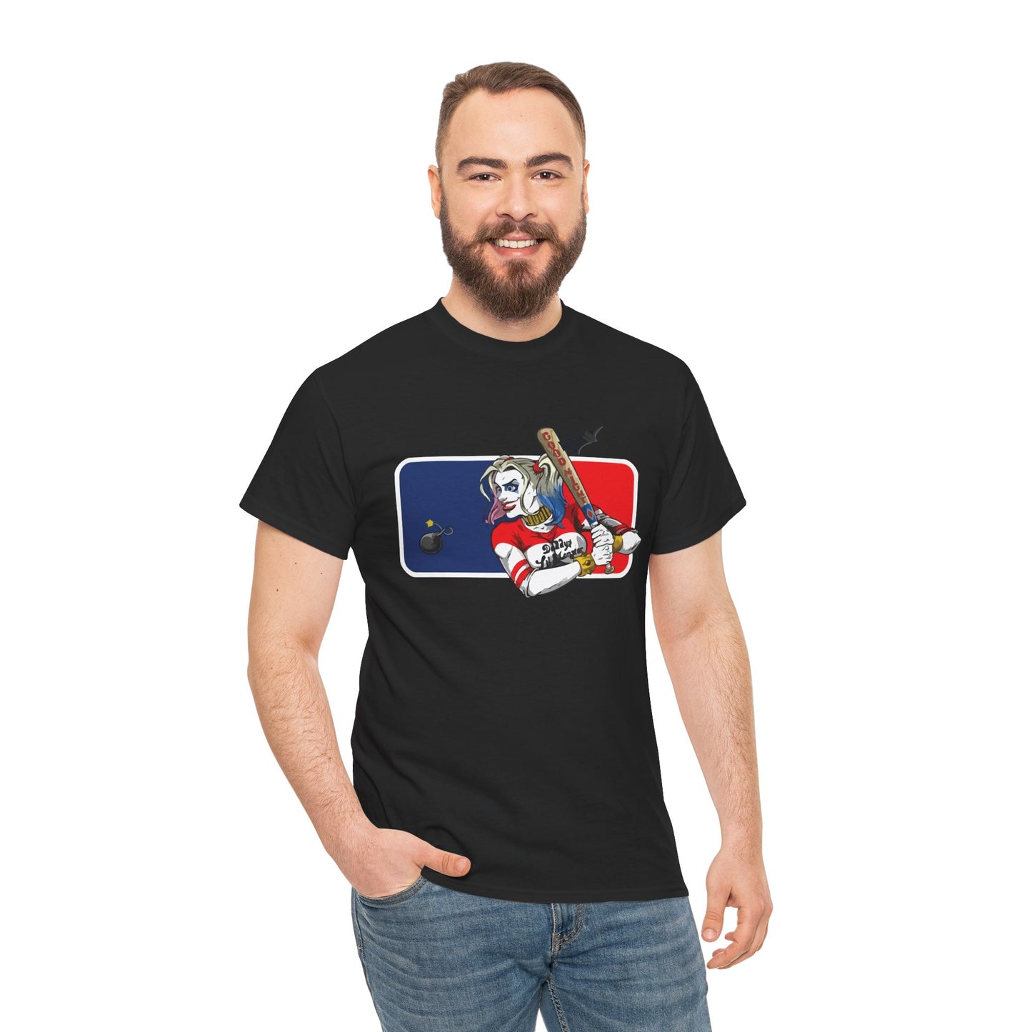 Unisex Baseball Graphic Tee - Harley Quinn DC Casual Wear for Sports Lovers