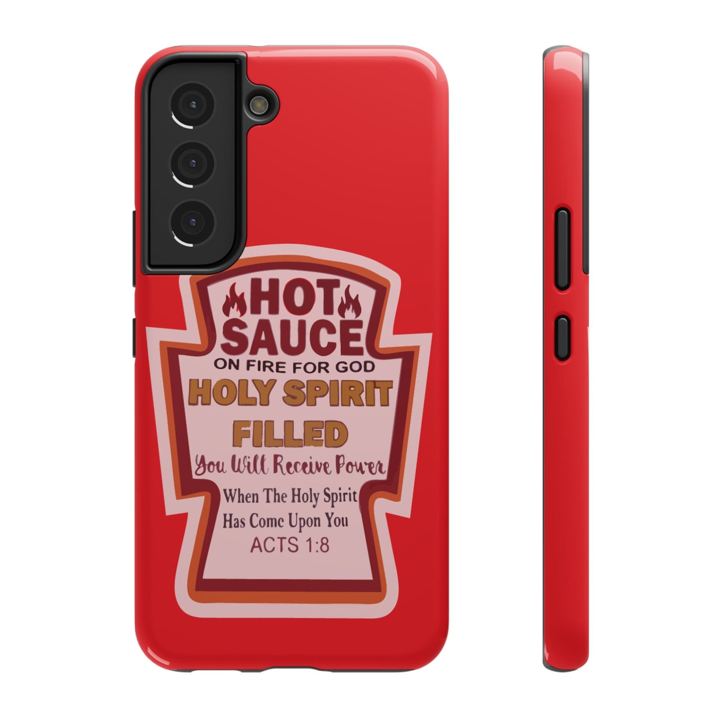 Holy Spirit Hot Sauce Phone Cases - Impact-Resistant, Christian Gift, Spiritual Reminder, Unique Design, Faith-Based Accessory