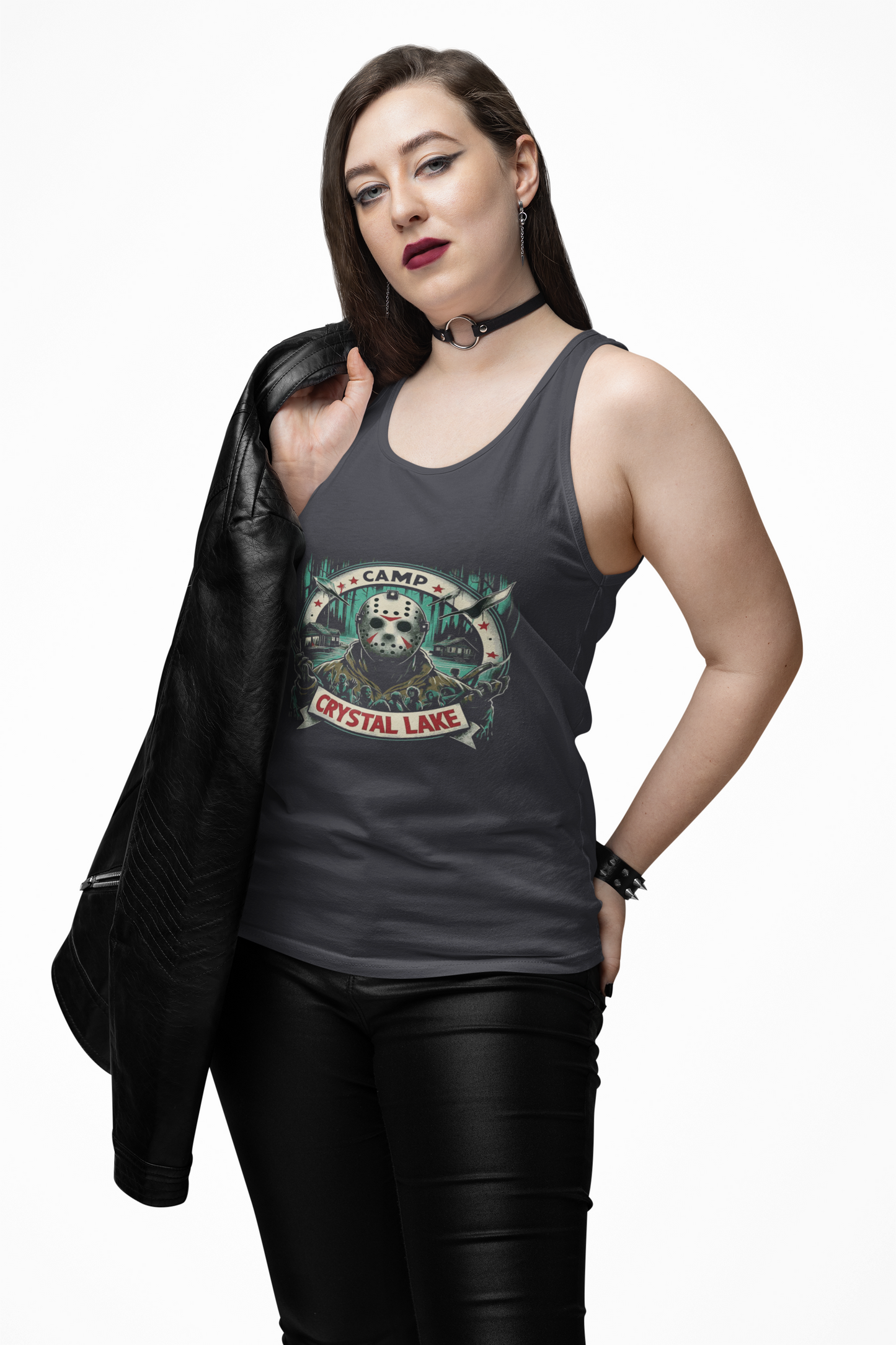 Camp Crystal Lake Unisex Jersey Tank Top, Horror fan gift, Summer casual wear, Outdoor graphic tank, Movie-themed apparel