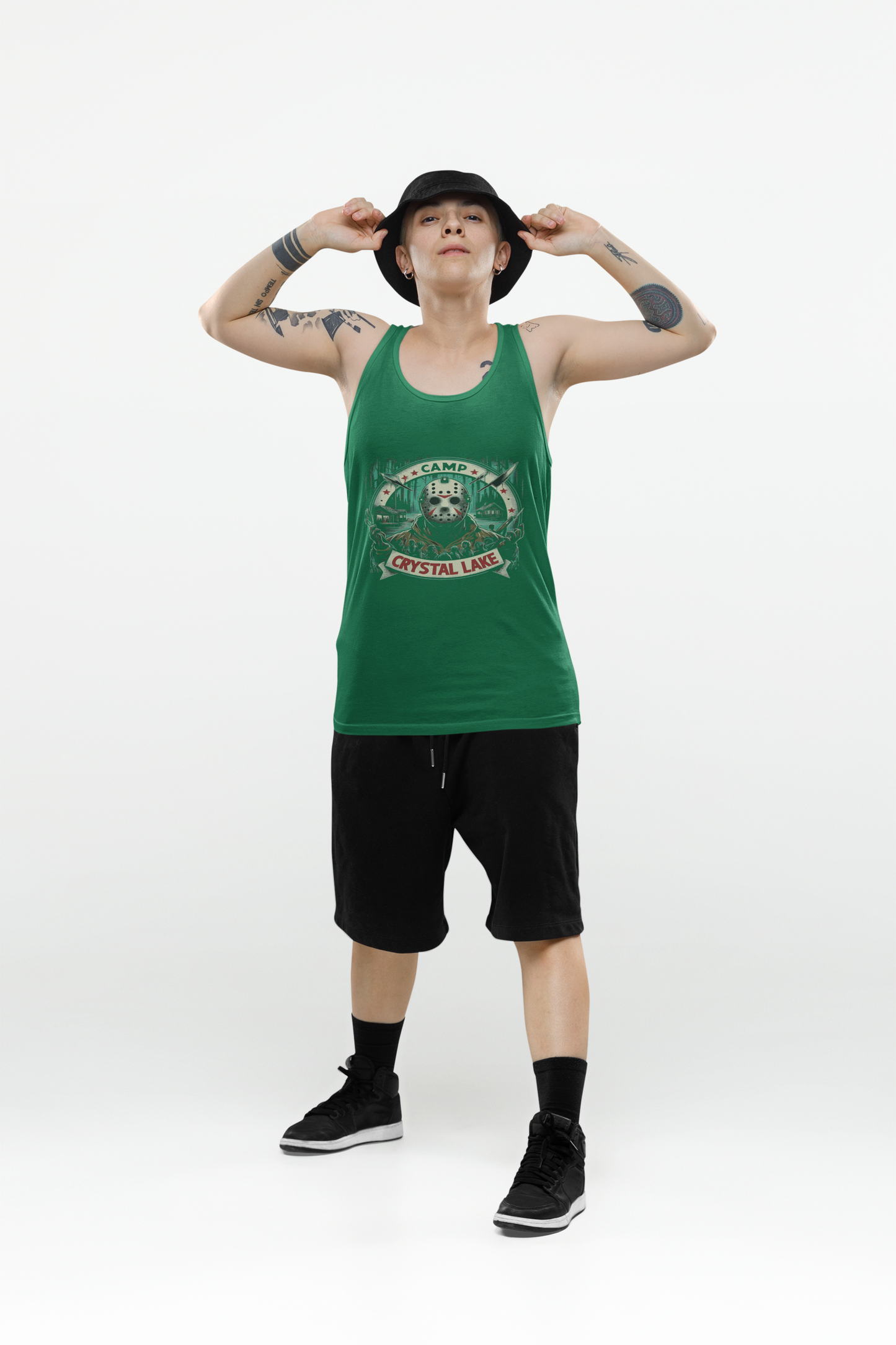 Camp Crystal Lake Unisex Jersey Tank Top, Horror fan gift, Summer casual wear, Outdoor graphic tank, Movie-themed apparel