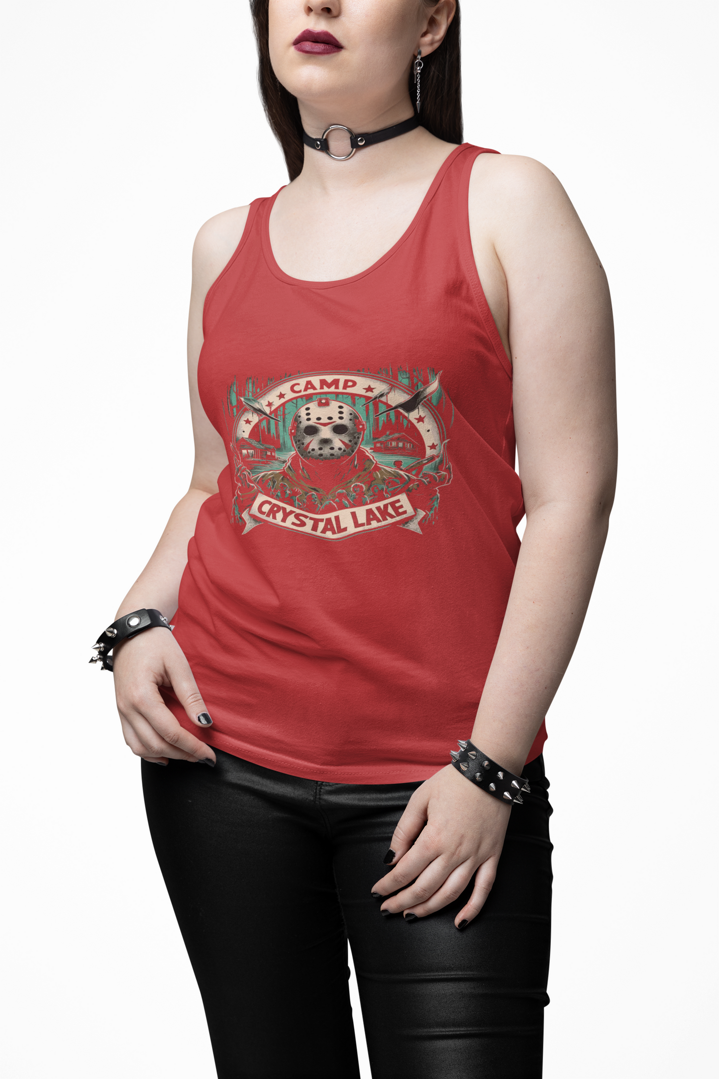 Camp Crystal Lake Unisex Jersey Tank Top, Horror fan gift, Summer casual wear, Outdoor graphic tank, Movie-themed apparel