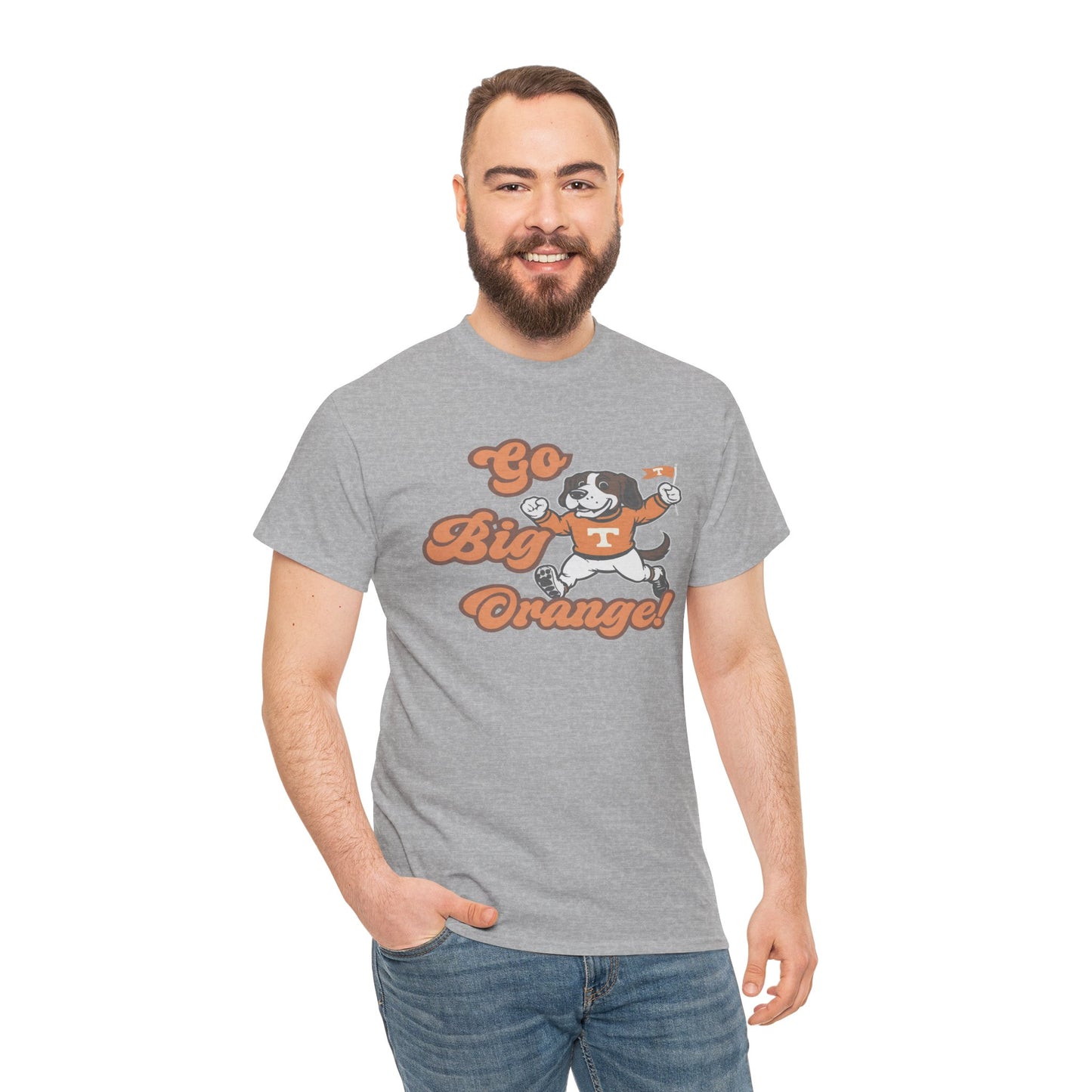 Go Big Orange Unisex Heavy Cotton Tee, Sports Fan Shirt, Casual Wear, College Game Day Top, Gift for Sports Enthusiasts