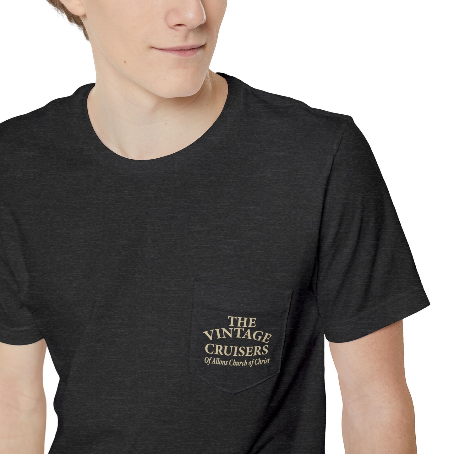 Retro Allons Church of Christ Pocket T-shirt