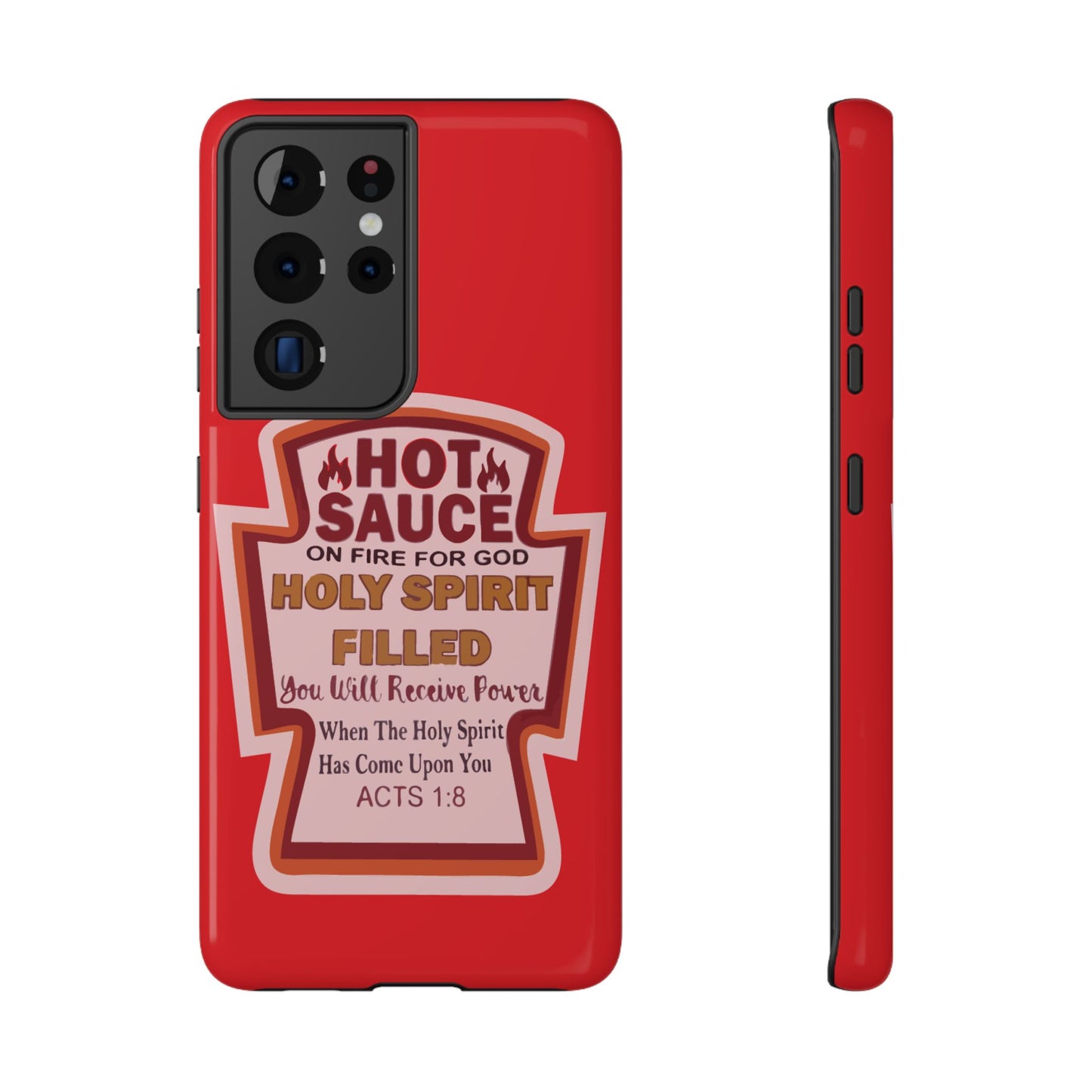 Holy Spirit Hot Sauce Phone Cases - Impact-Resistant, Christian Gift, Spiritual Reminder, Unique Design, Faith-Based Accessory