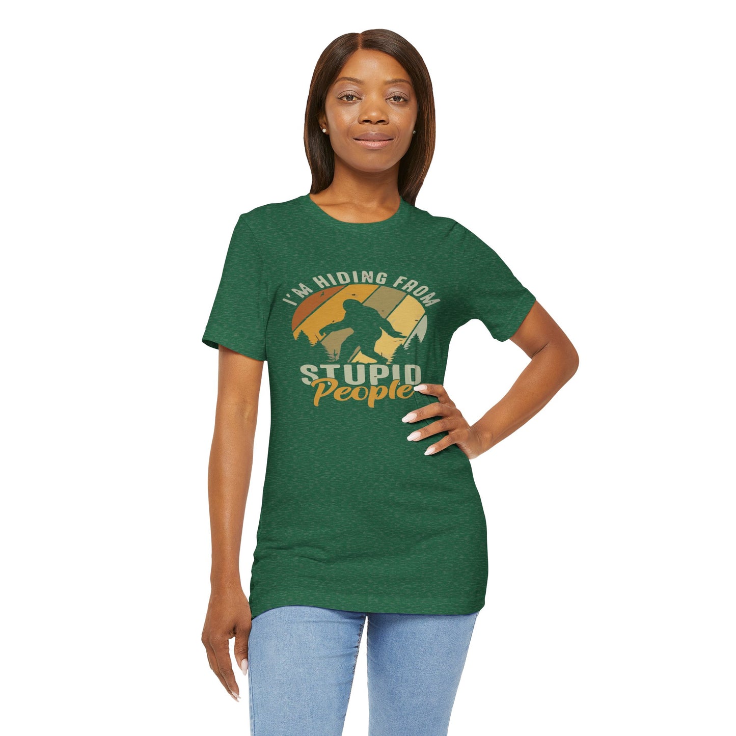 Humorous Unisex Jersey Tee - I’m Hiding From Stupid People, Funny T-Shirt, Casual Wear, Gift for Friends, Summer Outfit, Quirky Humor