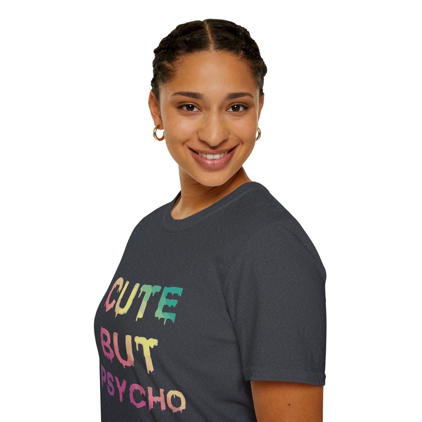 Cute But Psycho Unisex Softstyle T-Shirt, Trendy Graphic Tee, Casual Fashion, Gift for Friends, Everyday Wear, Birthday Present