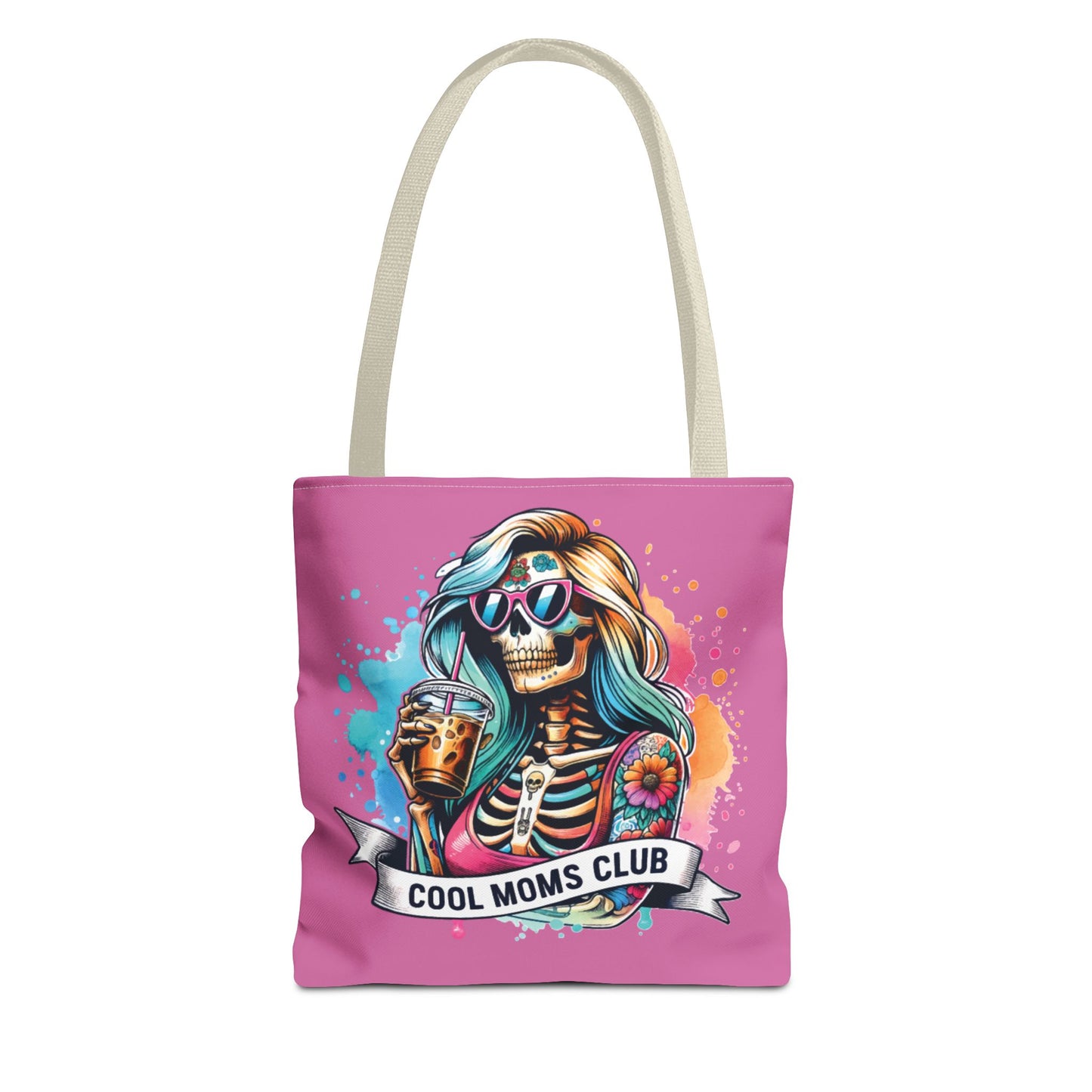 Cool Moms Club Tote Bag, Fun Tote, Sisterhood Gift, Beach Bag, Halloween Accessory, Colorful Shoulder Bag