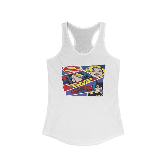 Superhero Women's Racerback Tank - Empowering Graphic Tee for Strength Enthusiasts