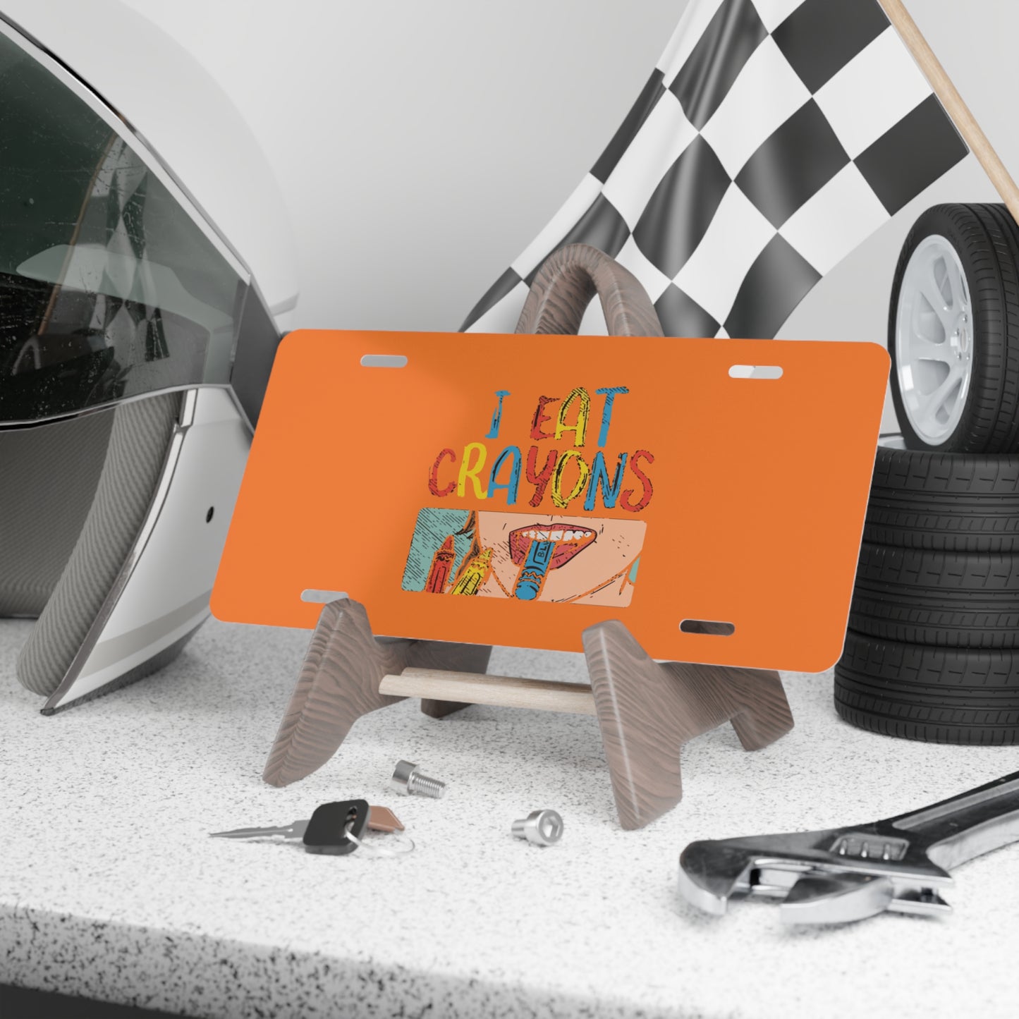 I Eat Crayons Vanity Plate, Fun Car Decor, Kids Gift, Playful License Plate, Creative Gift Idea for Children, Quirky Wall Decor