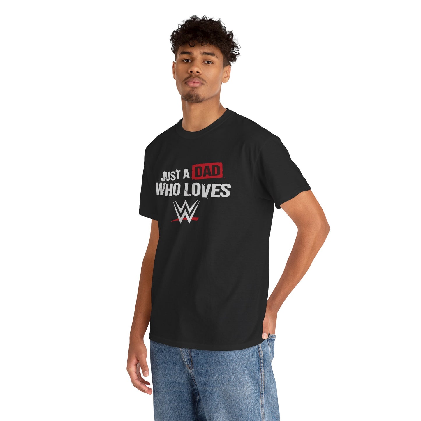 Just a Dad Who Loves WWE Tee | Unisex Heavy Cotton Shirt, Father’s Day Gift, Dad Shirt, Wrestling Fan Apparel, Gift for Dads