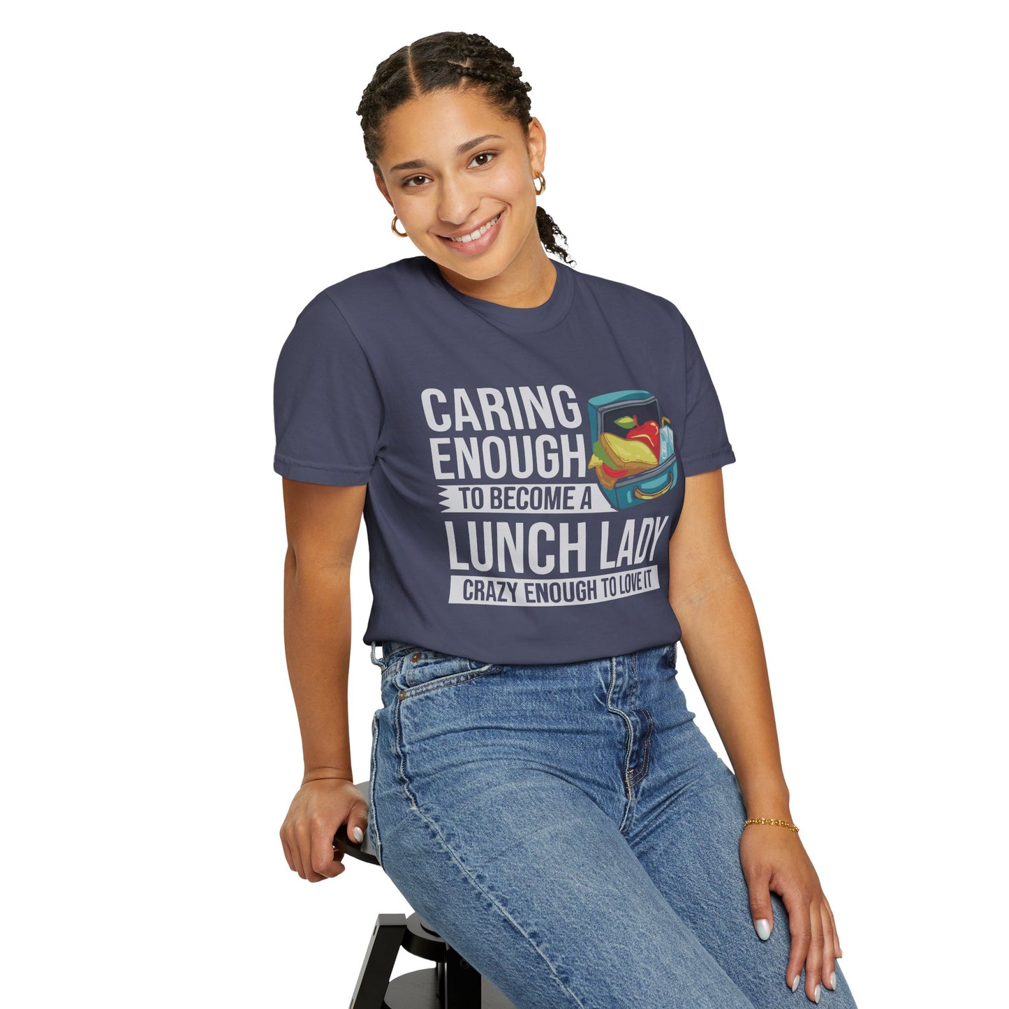 Lunch Lady Humor Unisex T-Shirt, Caring Enough to Become a Lunch Lady, Teacher Gift, Appreciation Gift, Funny T-Shirt, School Staff Tee