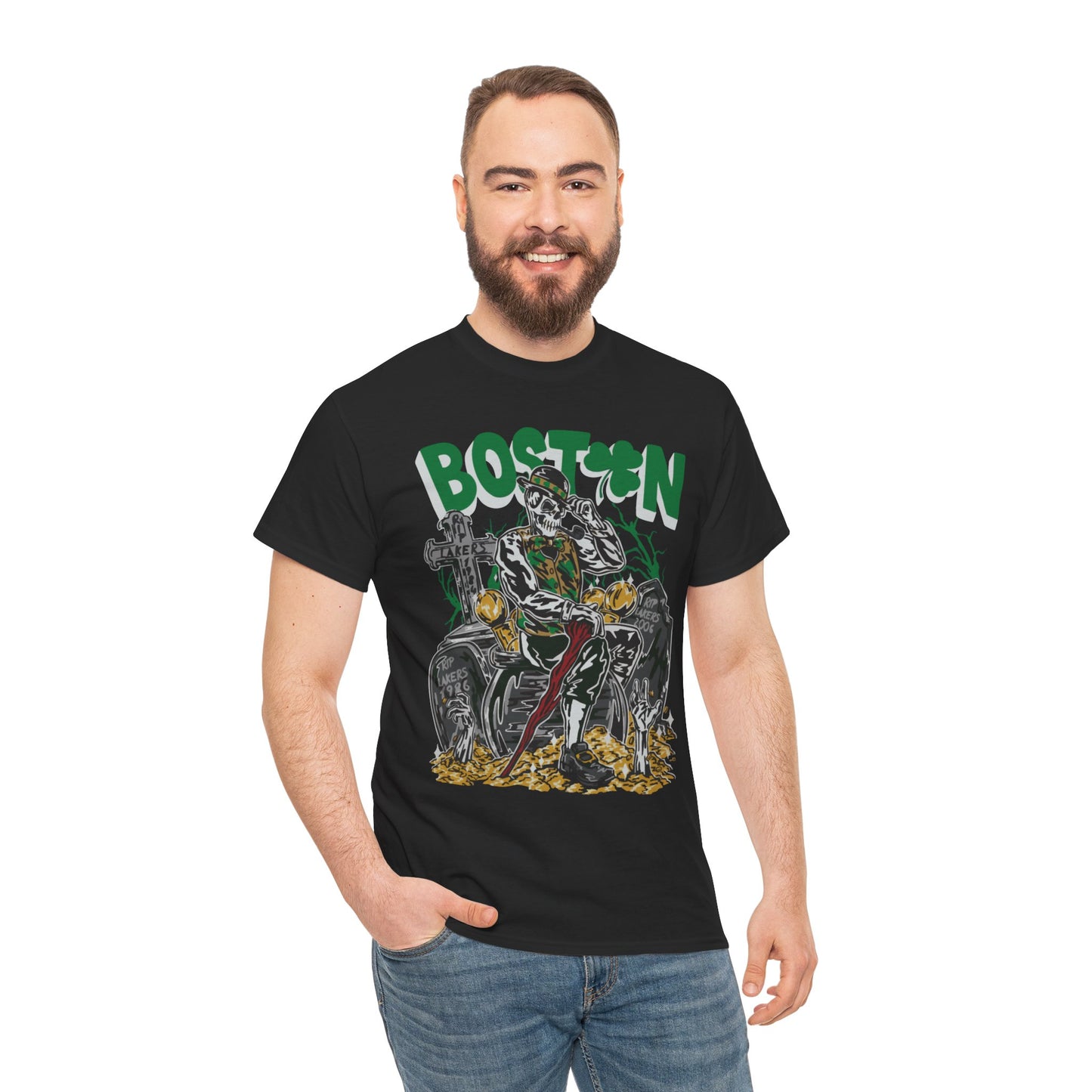 Boston Graphic Tee, Unisex Heavy Cotton T-Shirt, Vintage Boston Shirt, Irish Pride Apparel, St. Patrick's Day Gift, Casual Wear