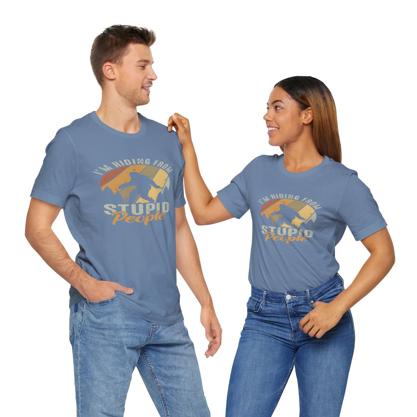 Humorous Unisex Jersey Tee - I’m Hiding From Stupid People, Funny T-Shirt, Casual Wear, Gift for Friends, Summer Outfit, Quirky Humor