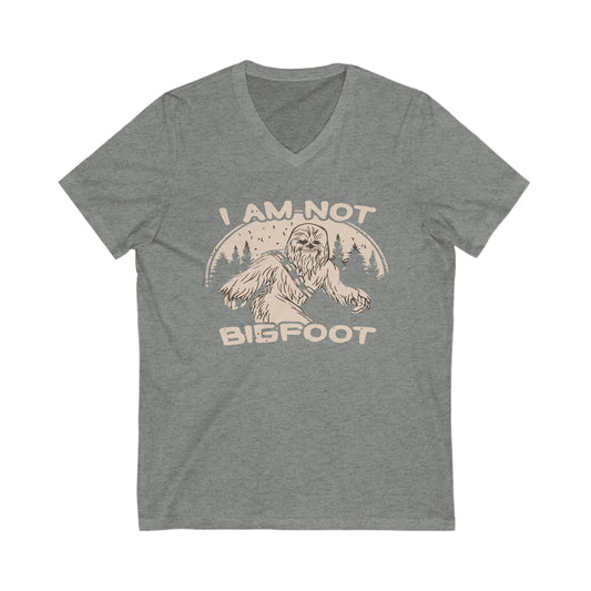 I Am Not Bigfoot Unisex V-Neck Tee, Funny Graphic T-Shirt, Gift for Nature Lovers, Outdoor Enthusiasts, Wild Animal Humor