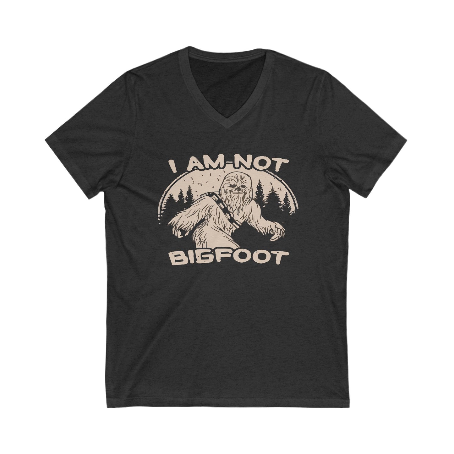 I Am Not Bigfoot Unisex V-Neck Tee, Funny Graphic T-Shirt, Gift for Nature Lovers, Outdoor Enthusiasts, Wild Animal Humor