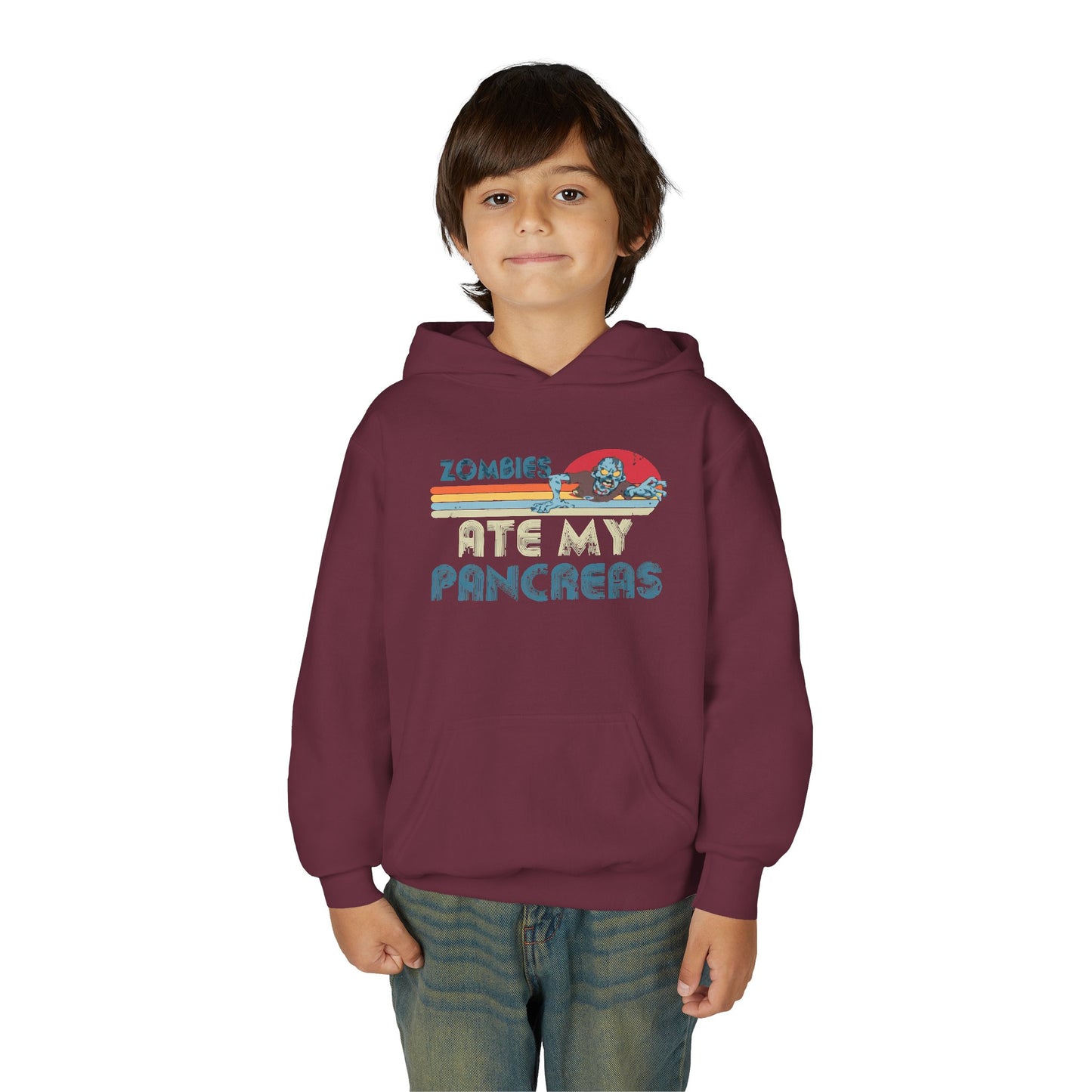 Youth Zombies Ate My Pancreas Hooded Sweatshirt, Funny Youth Hoodie, Gift for Teens, Halloween Apparel, Casual Wear, Nerd Culture Clothing