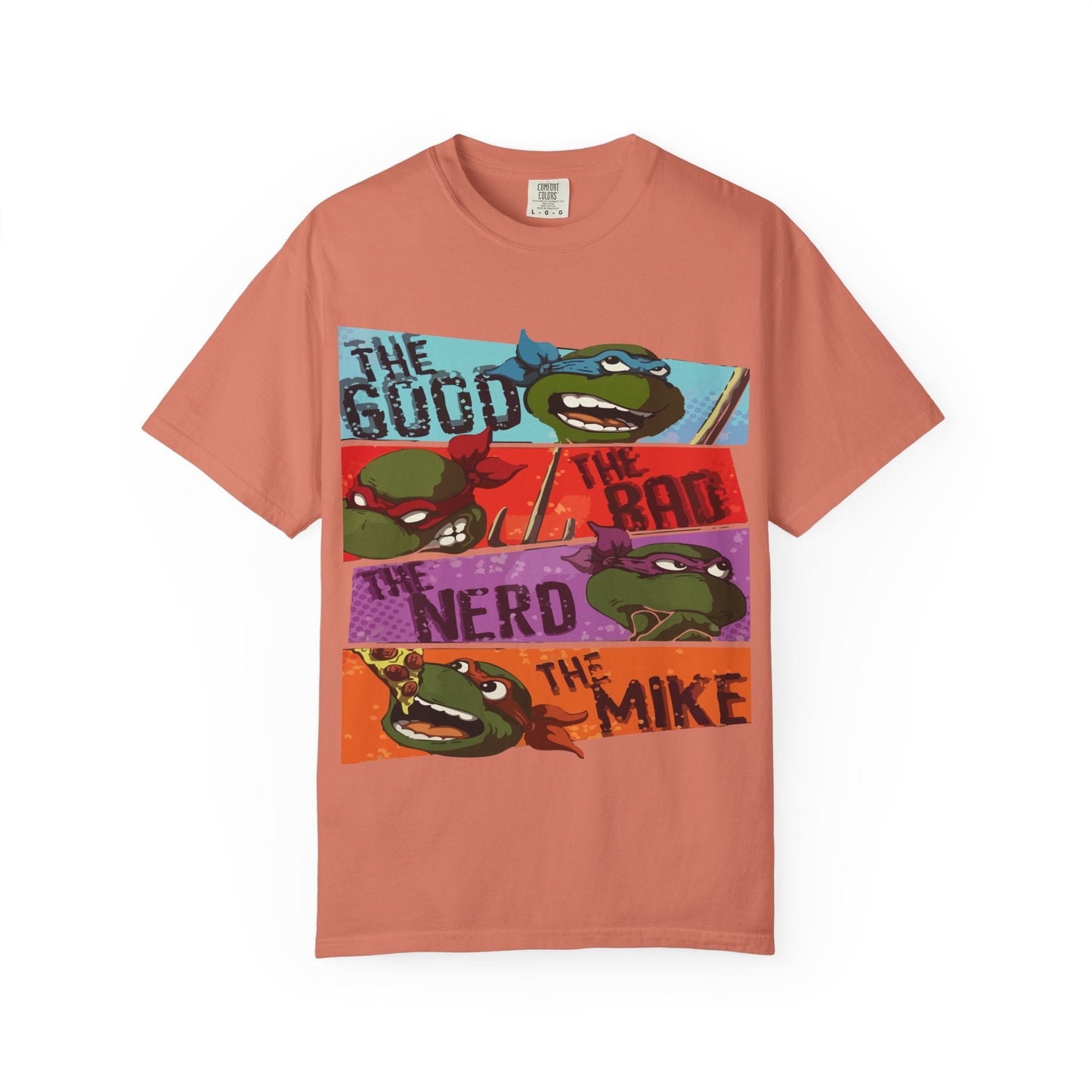 Unisex Garment-Dyed T-Shirt - Ninja Turtle Humor Tee - The Good, The Bad, The Nerd, The Mike