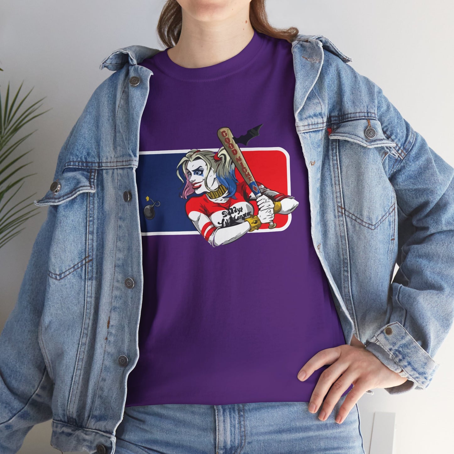Unisex Baseball Graphic Tee - Harley Quinn DC Casual Wear for Sports Lovers