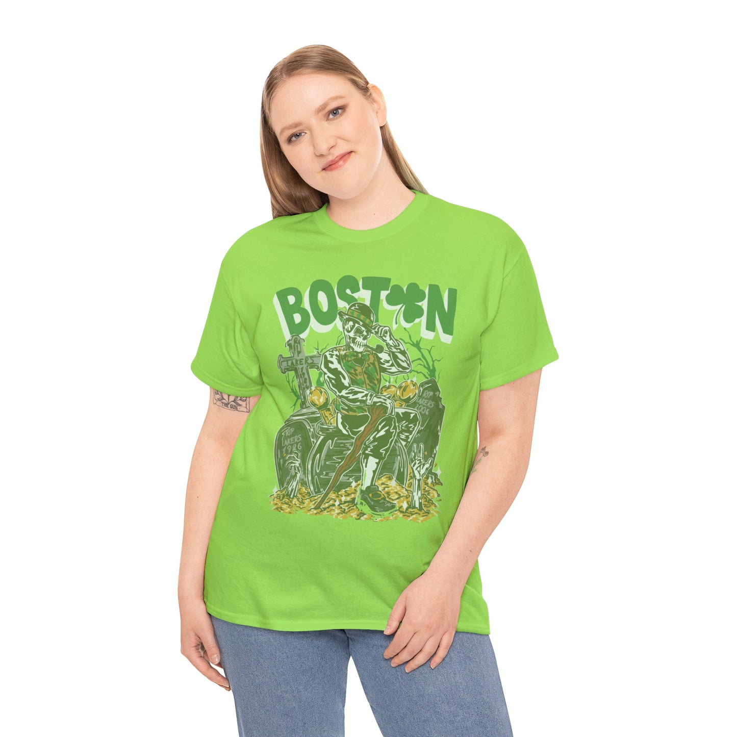 Boston Graphic Tee, Unisex Heavy Cotton T-Shirt, Vintage Boston Shirt, Irish Pride Apparel, St. Patrick's Day Gift, Casual Wear