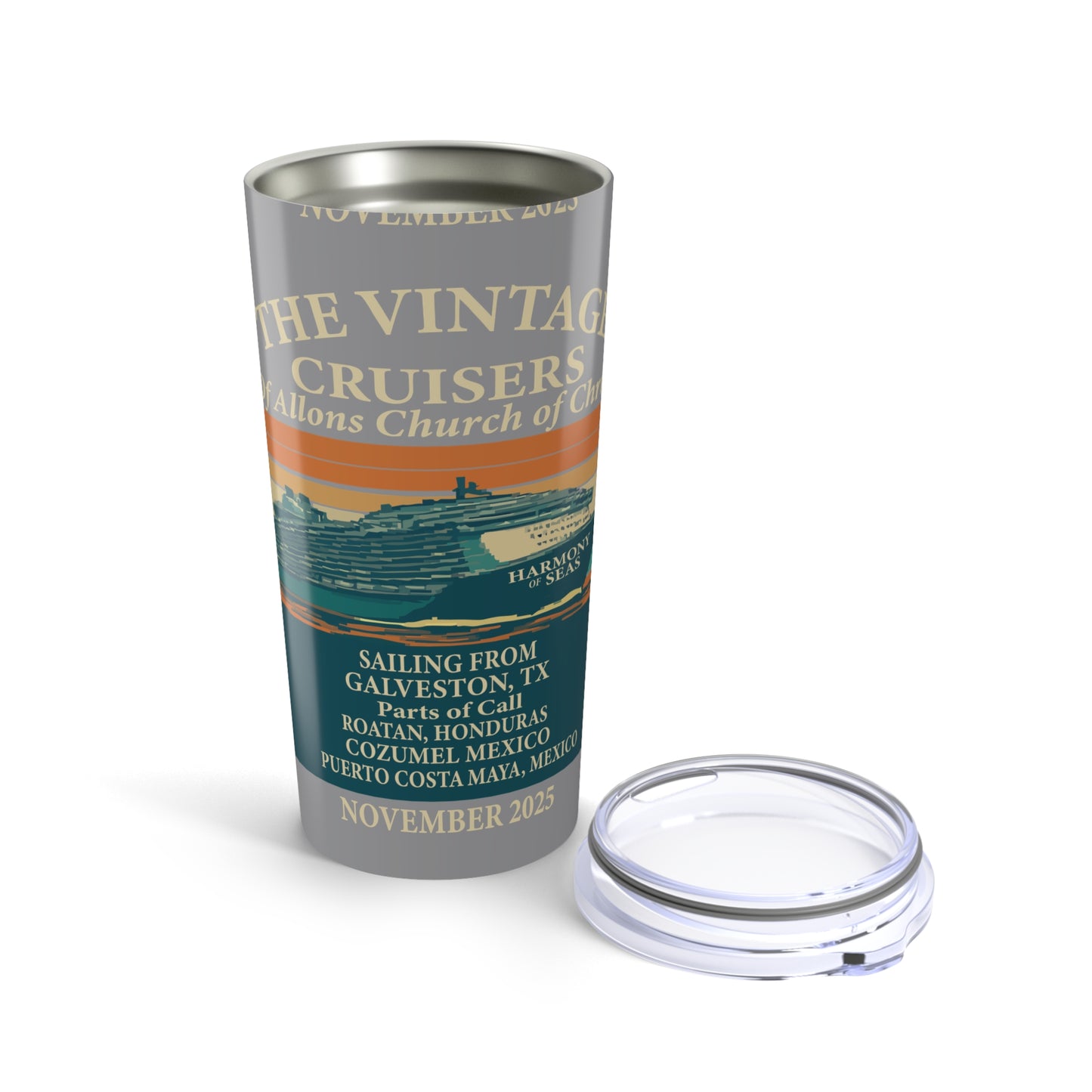 Vintage Cruise Ship Tumbler 20oz, Personalized Travel Mug, Nautical Travel Cup, Gifts for Travelers, Sailing Souvenir