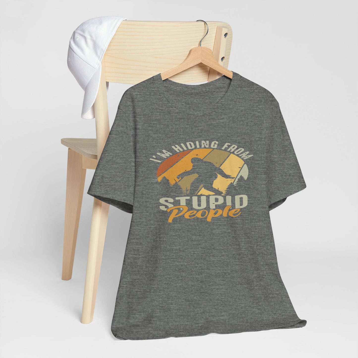 Humorous Unisex Jersey Tee - I’m Hiding From Stupid People, Funny T-Shirt, Casual Wear, Gift for Friends, Summer Outfit, Quirky Humor