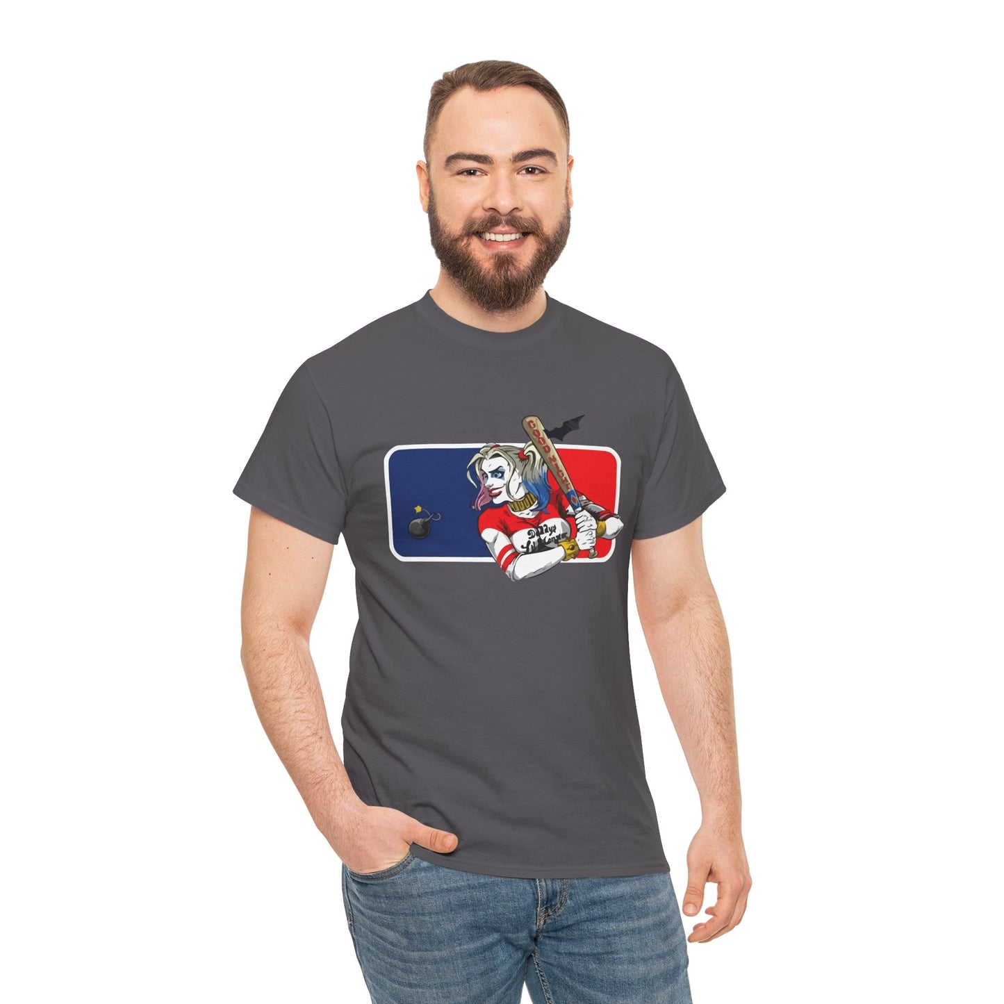 Unisex Baseball Graphic Tee - Harley Quinn DC Casual Wear for Sports Lovers