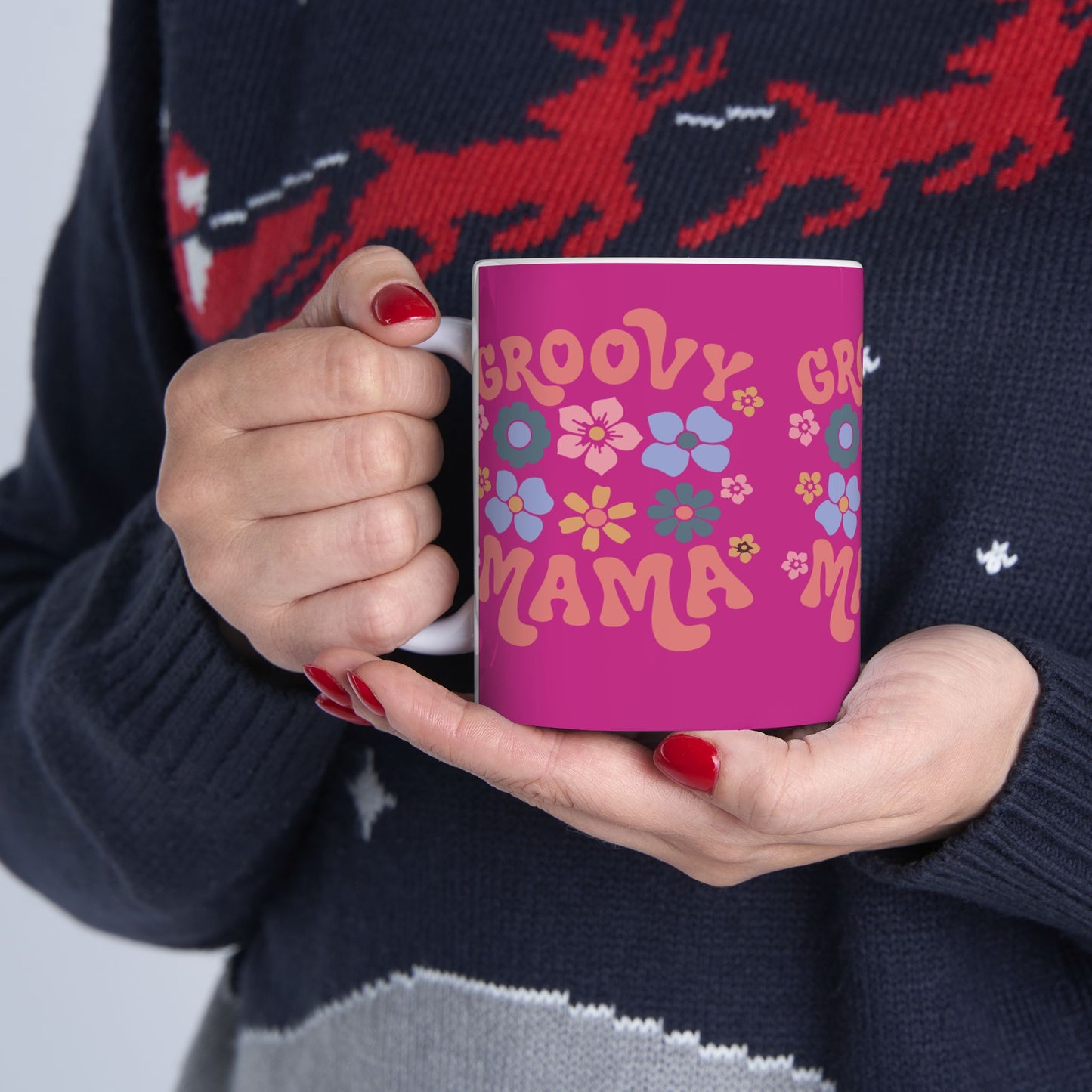 Groovy Mama Ceramic Mug - Colorful Floral Design, Perfect for Mother’s Day or Everyday Use